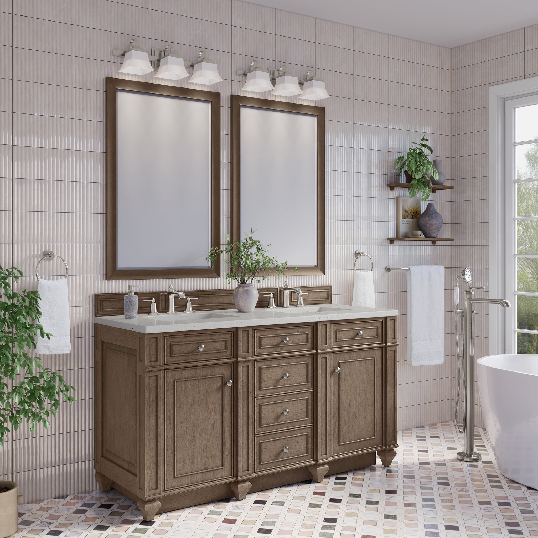 James Martin Bristol 60" Double Bathroom Vanity, Whitewashed Walnut, view 23