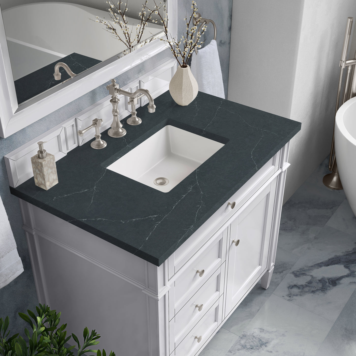 James Martin Brittany 36" Single Bathroom Vanity, Bright White, view 27