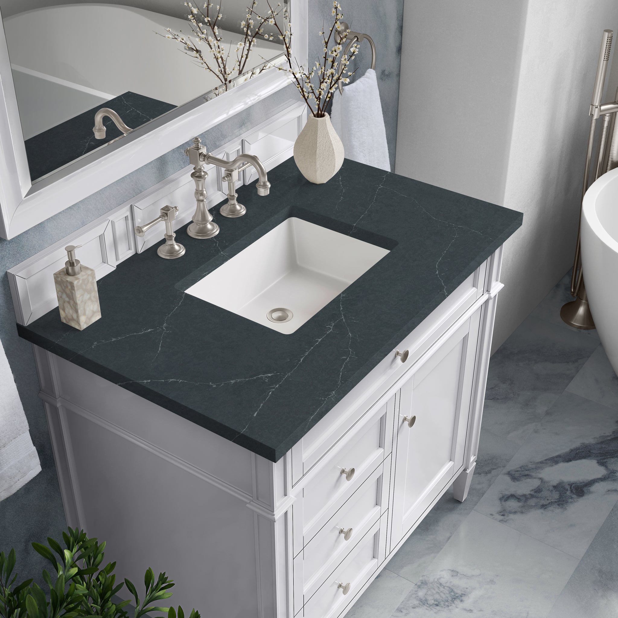 James Martin Brittany 36" Single Bathroom Vanity, Bright White, view 27