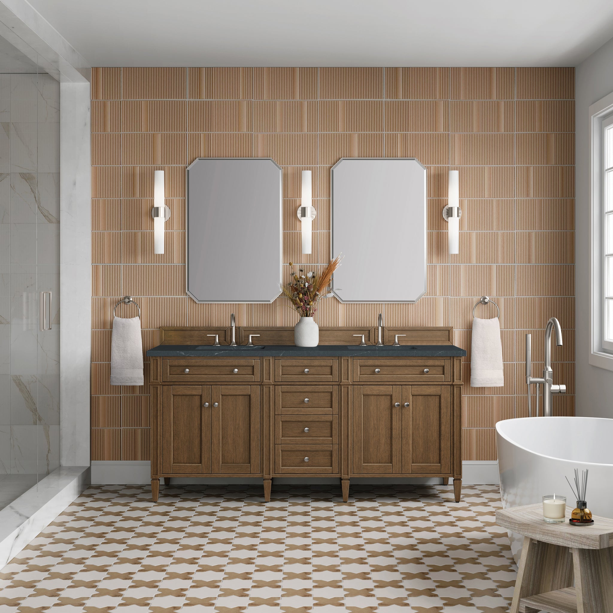 James Martin Brittany 72" Double Bathroom Vanity, Saddle Brown, view 30