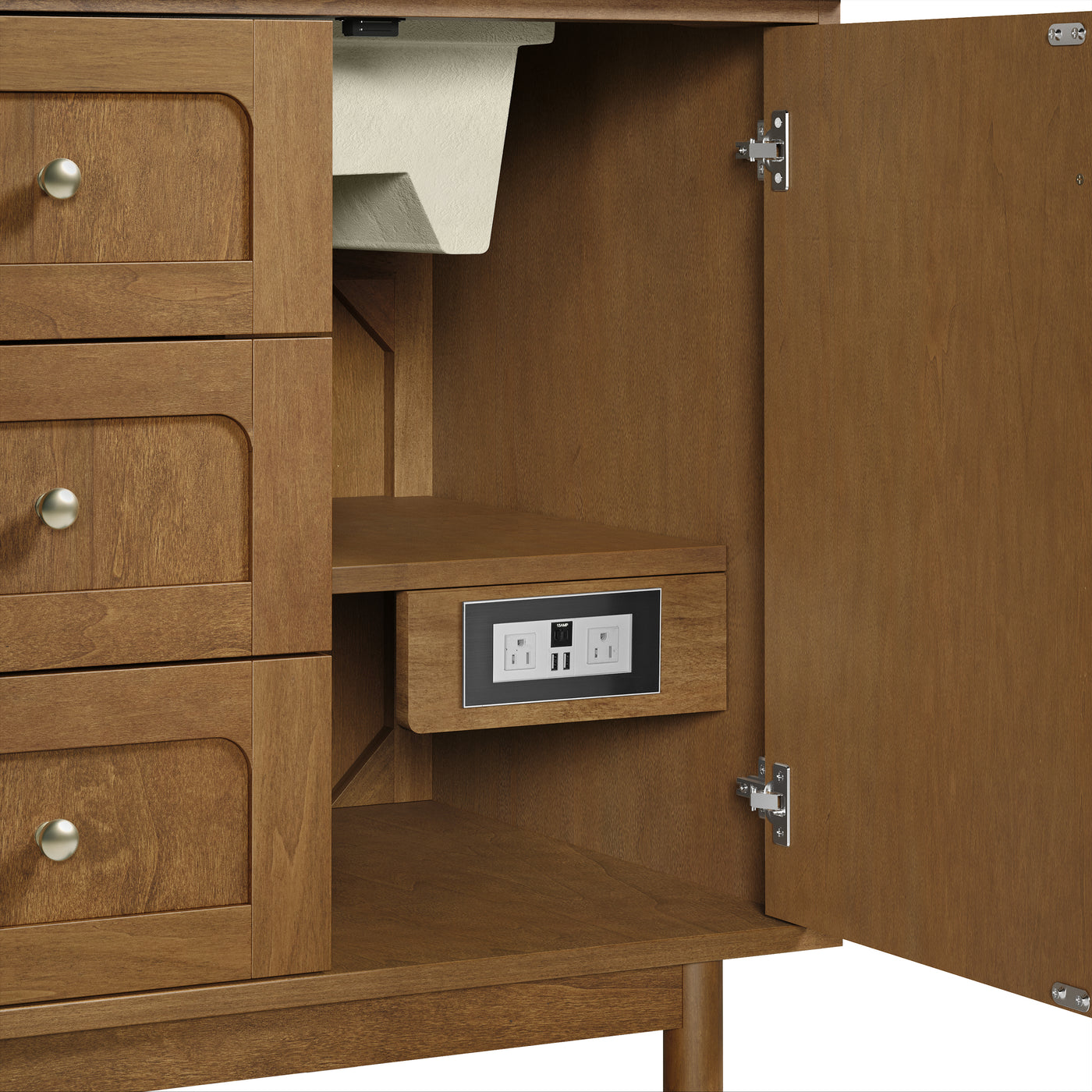 James Martin Laurent 60" Dual Mount Double Bathroom Vanity, Honey Oak, view 29