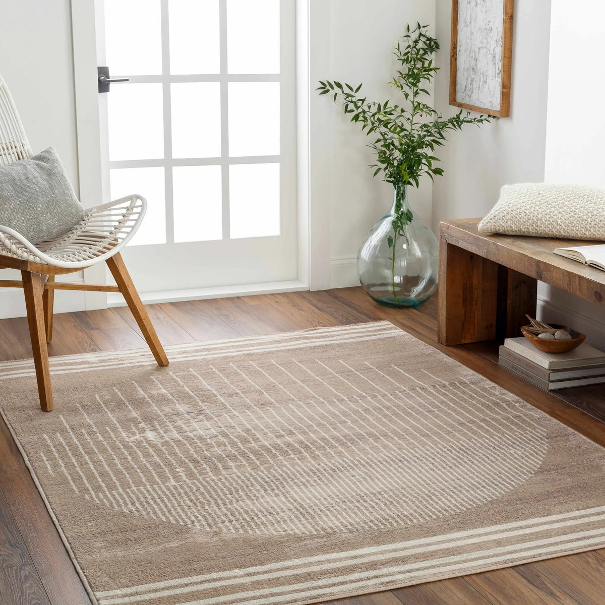 Yoad Geometric Mocha Area Rug - Clearance, installed in a room