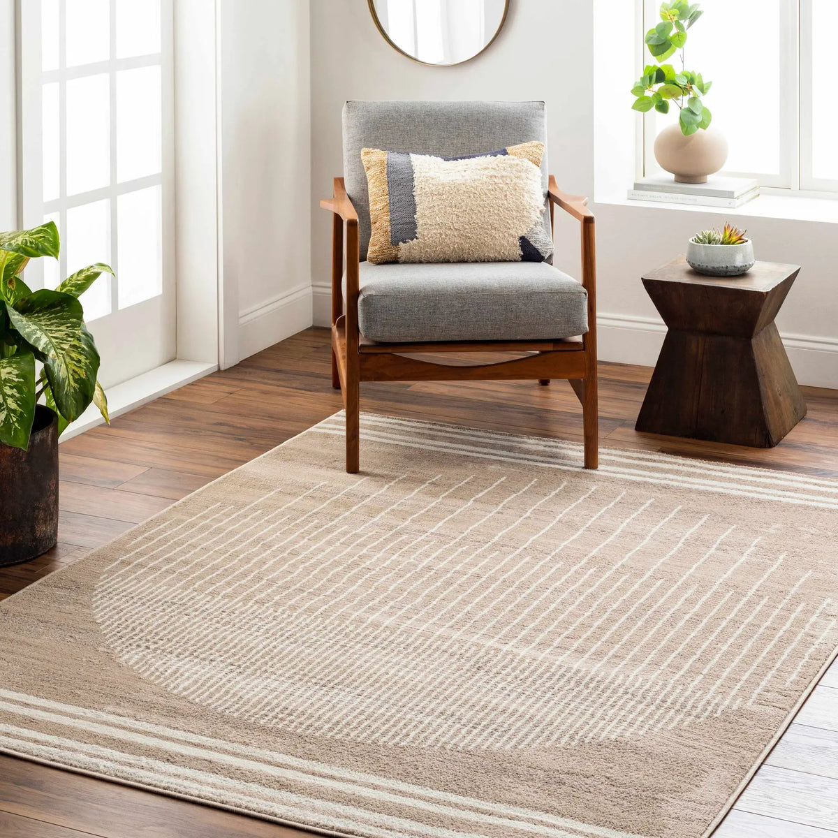 Yoad Geometric Mocha Area Rug - Clearance, installed in a room 3