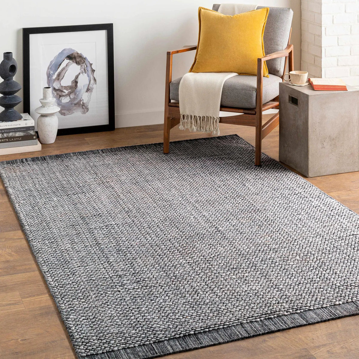 Hand Loomed Light Gray Area Rug - Clearance, installed in a room