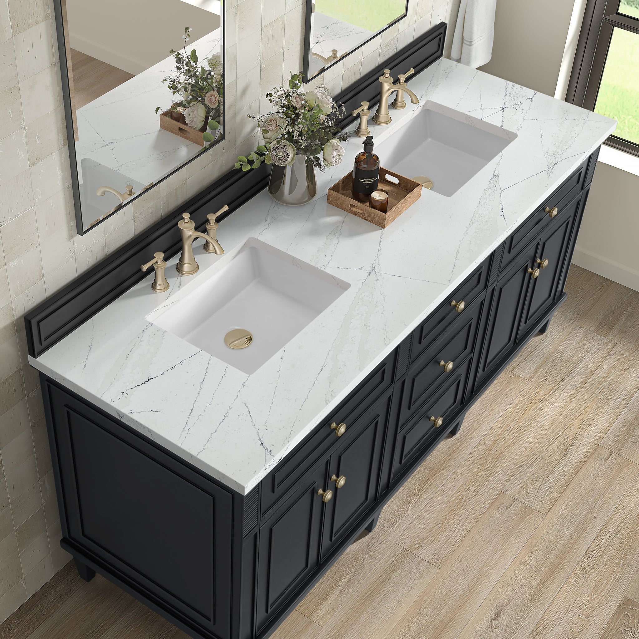 James Martin Lorelai 72" Double Bathroom Vanity, Black Onyx, view 34