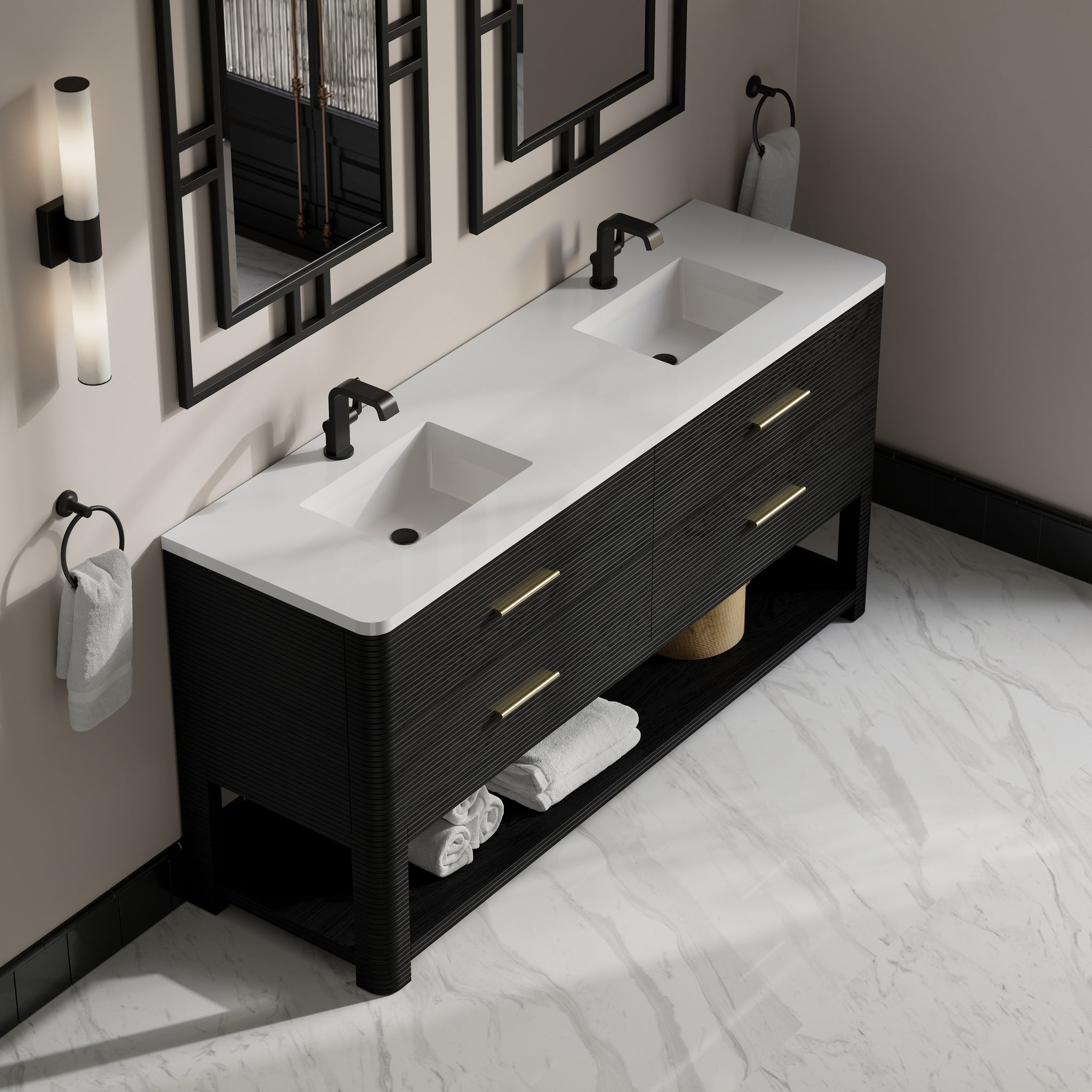 James Martin Lucian 72" Double Bathroom Vanity, Carbon Oak, view 26