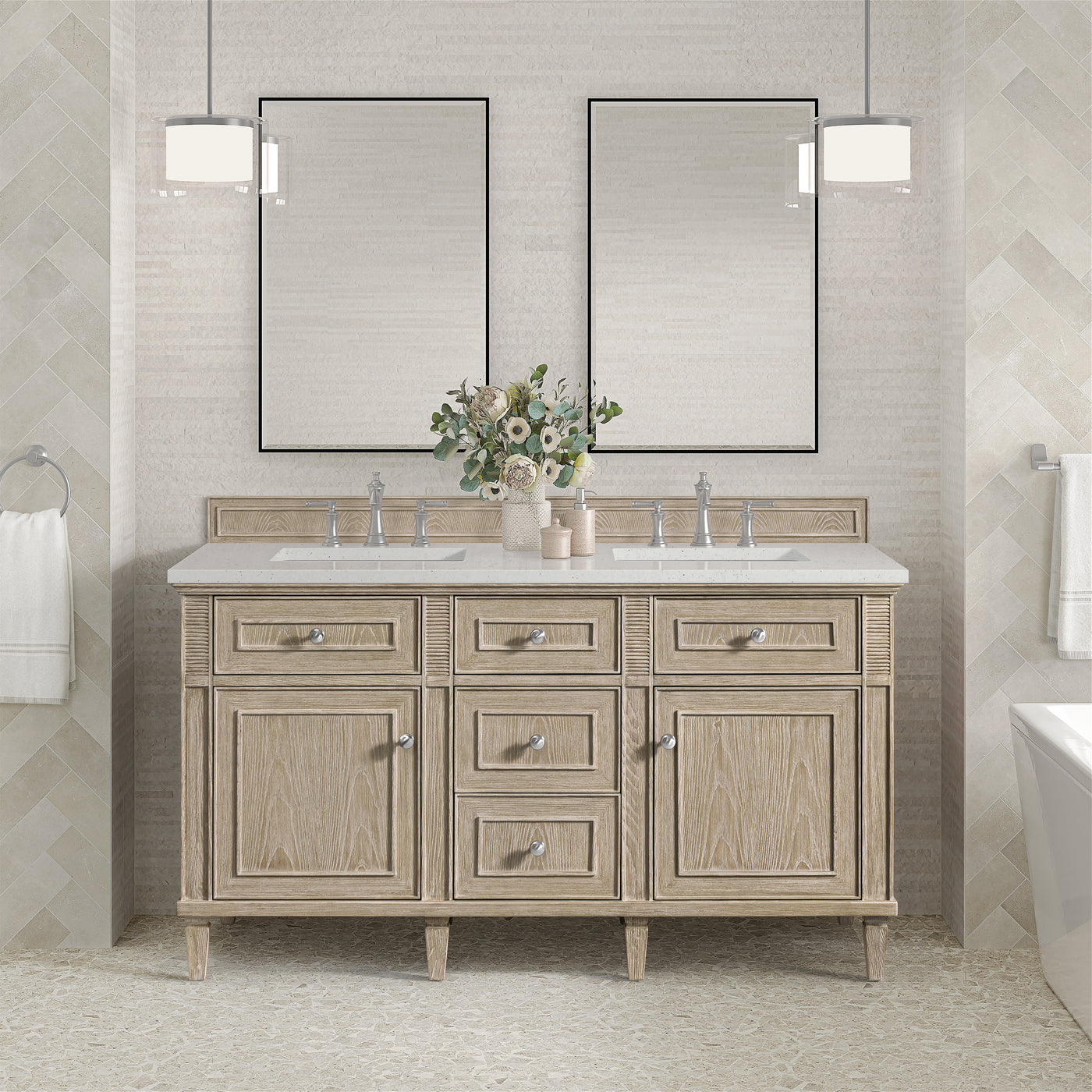 James Martin Lorelai 60" Double Bathroom Vanity, Whitewashed Oak, view 30