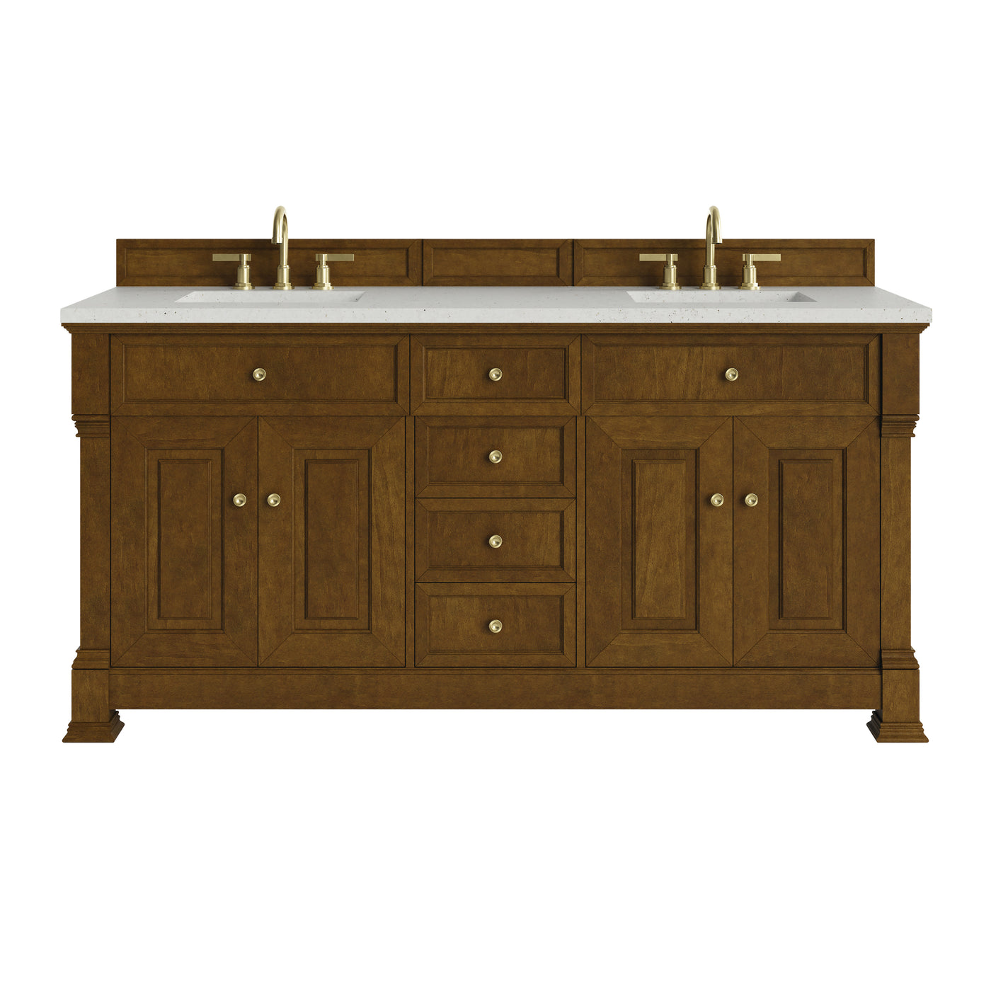 James Martin Brookfield 72" Double Bathroom Vanity, Honey Oak with Lime Delight countertop