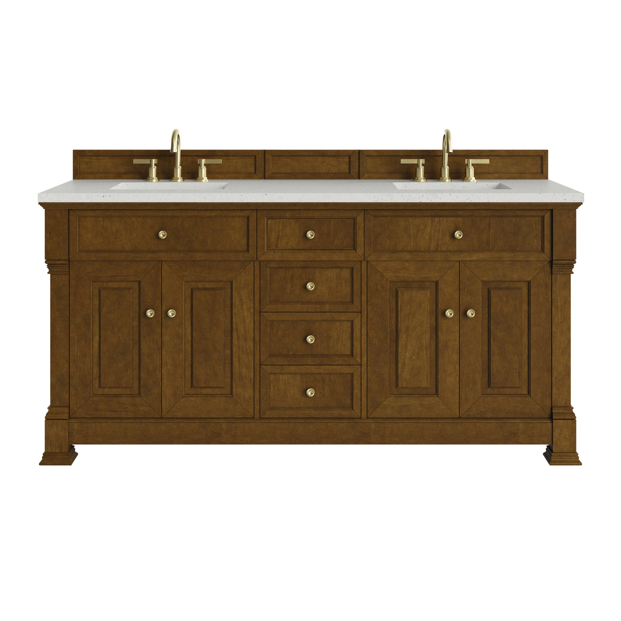 James Martin Brookfield 72" Double Bathroom Vanity, Honey Oak with Lime Delight countertop