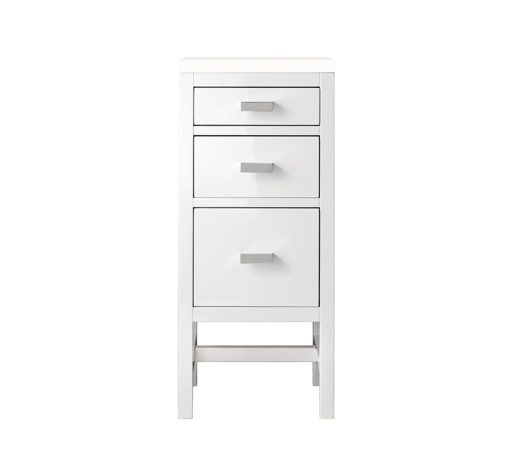 James Martin Addison 15" Base Cabinet, Glossy White with White Zeus countertop