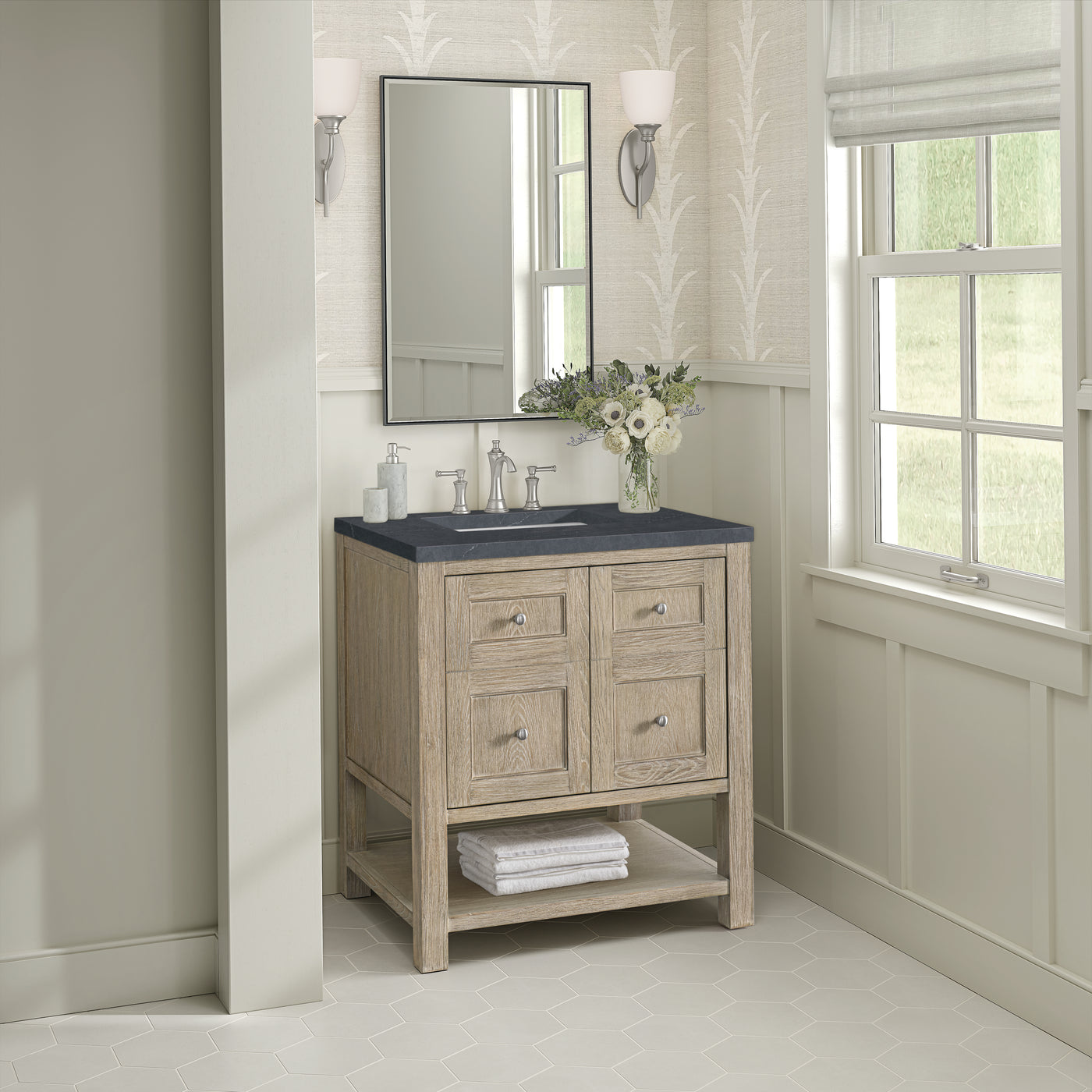 James Martin Breckenridge 30" Single Bathroom Vanity, Whitewashed Oak, view 34