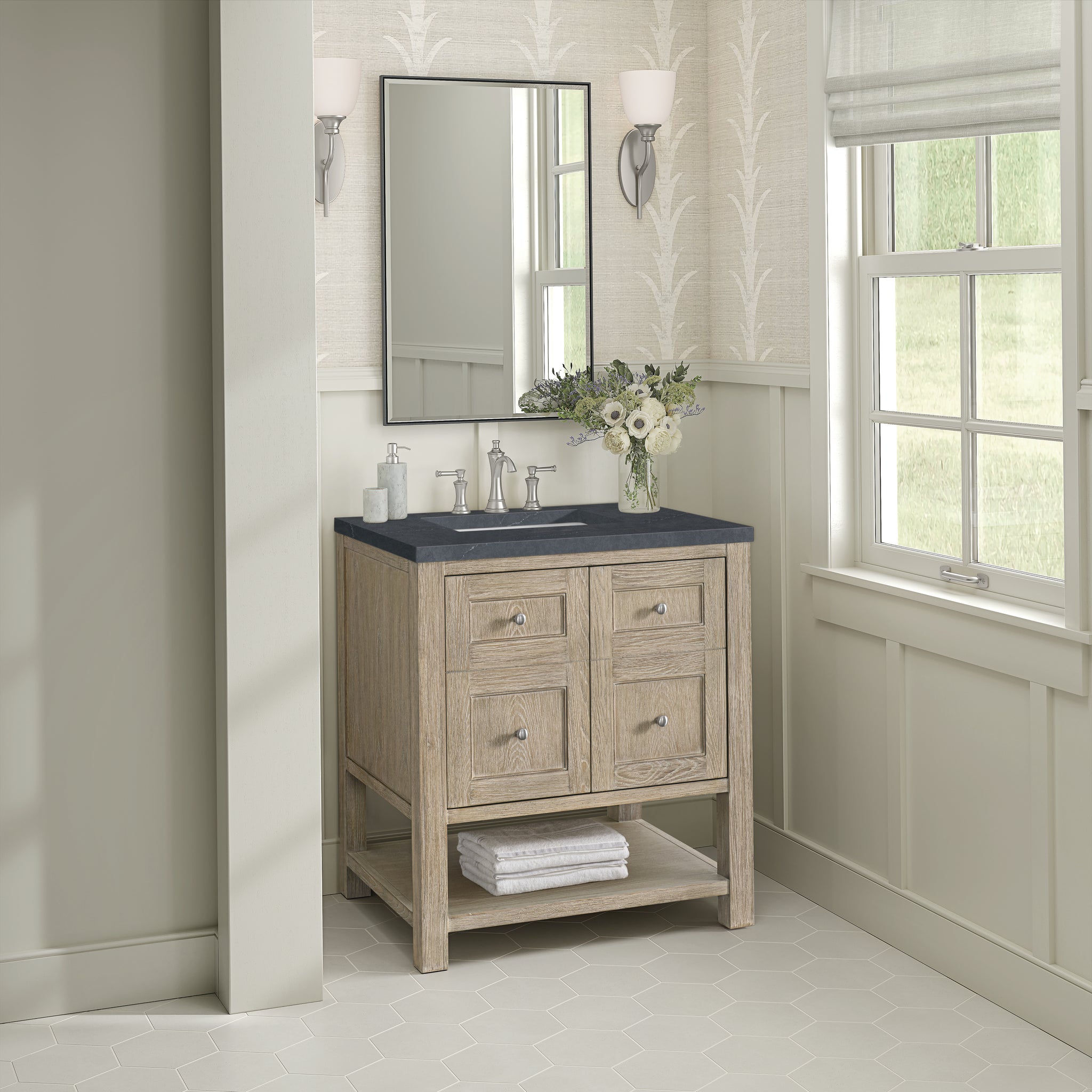 James Martin Breckenridge 30" Single Bathroom Vanity, Whitewashed Oak, view 34