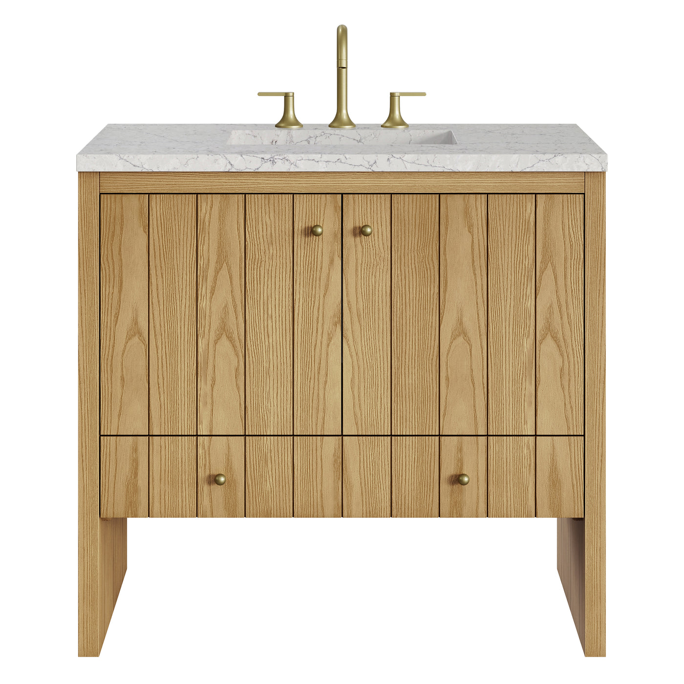 James Martin Hudson 36" Single Bathroom Vanity, Light Natural Oak with Eternal Jasmine Pearl countertop