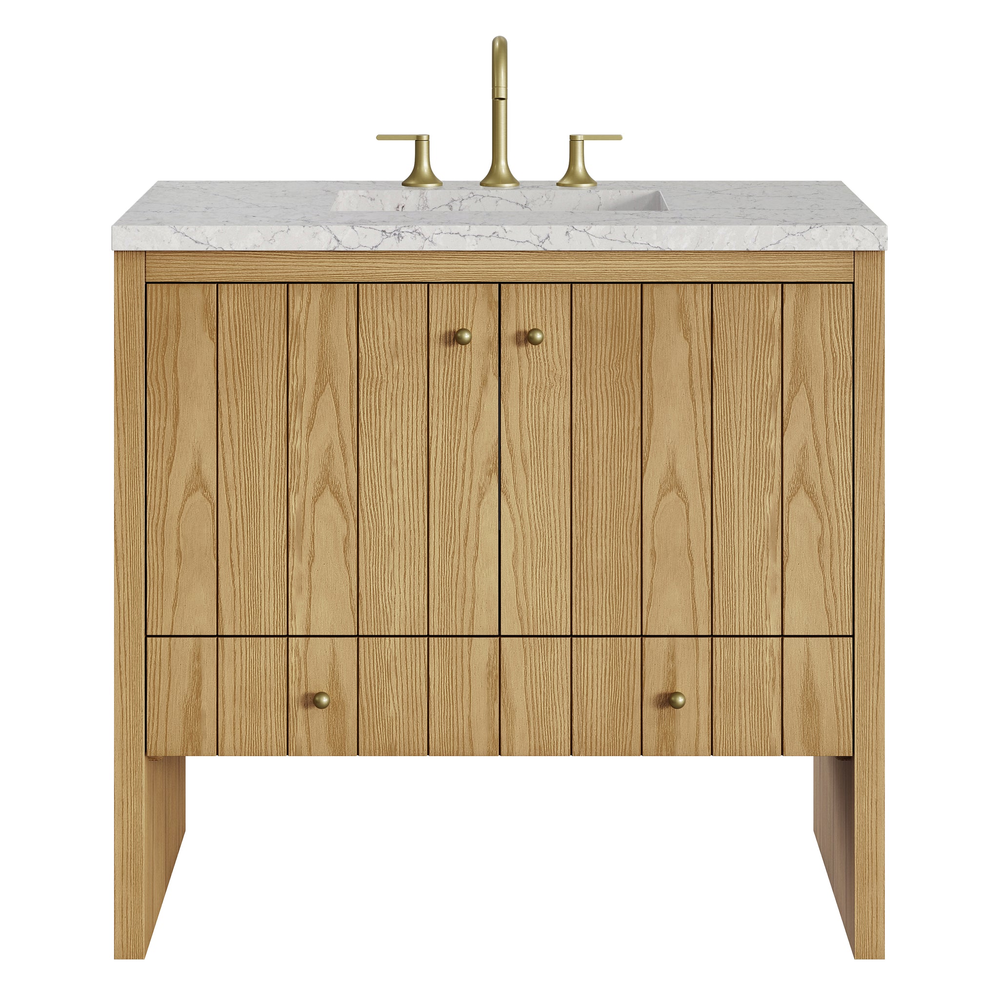 James Martin Hudson 36" Single Bathroom Vanity, Light Natural Oak with Eternal Jasmine Pearl countertop