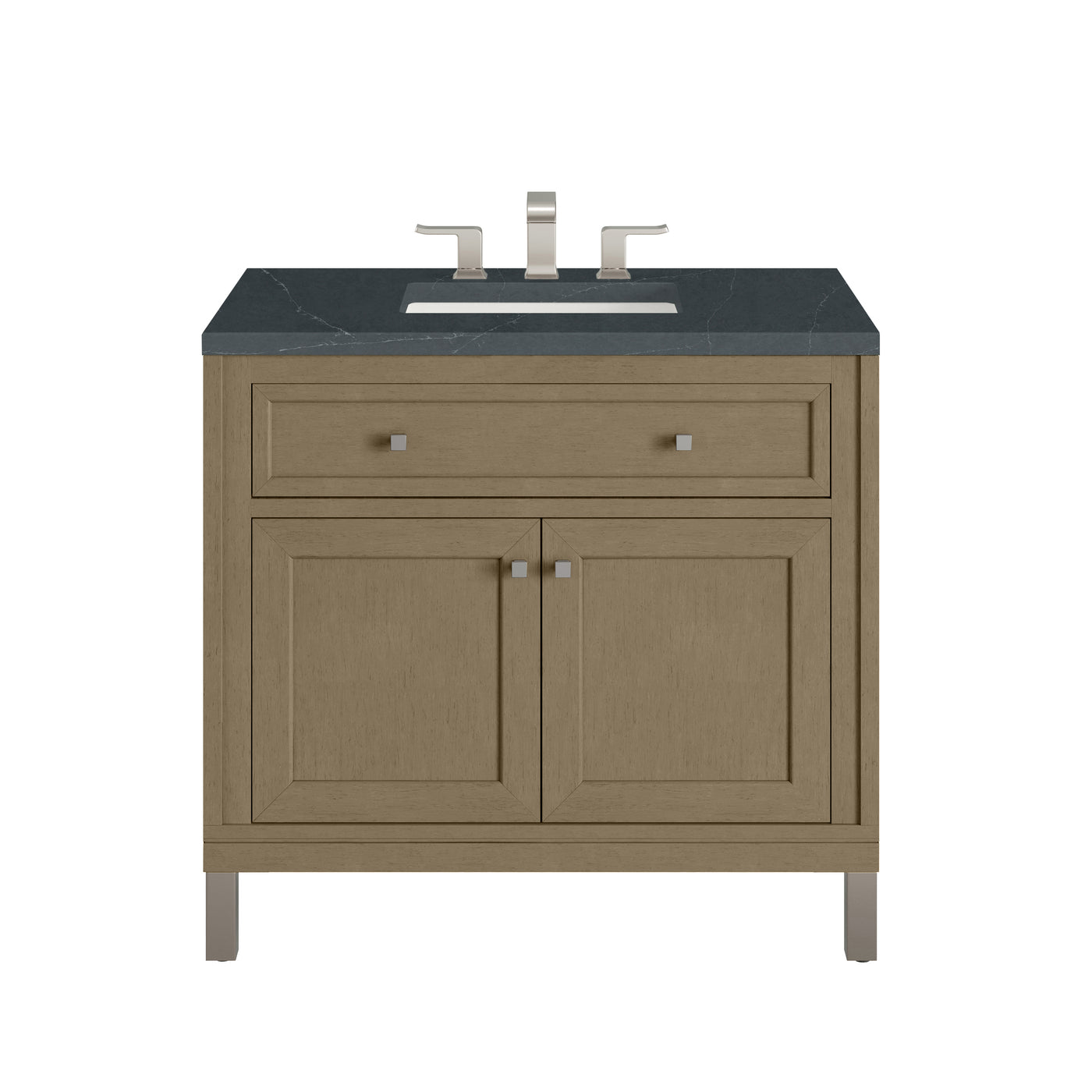 James Martin Chicago 36" Single Bathroom Vanity, Walnut Whisper with Charcoal Soapstone countertop