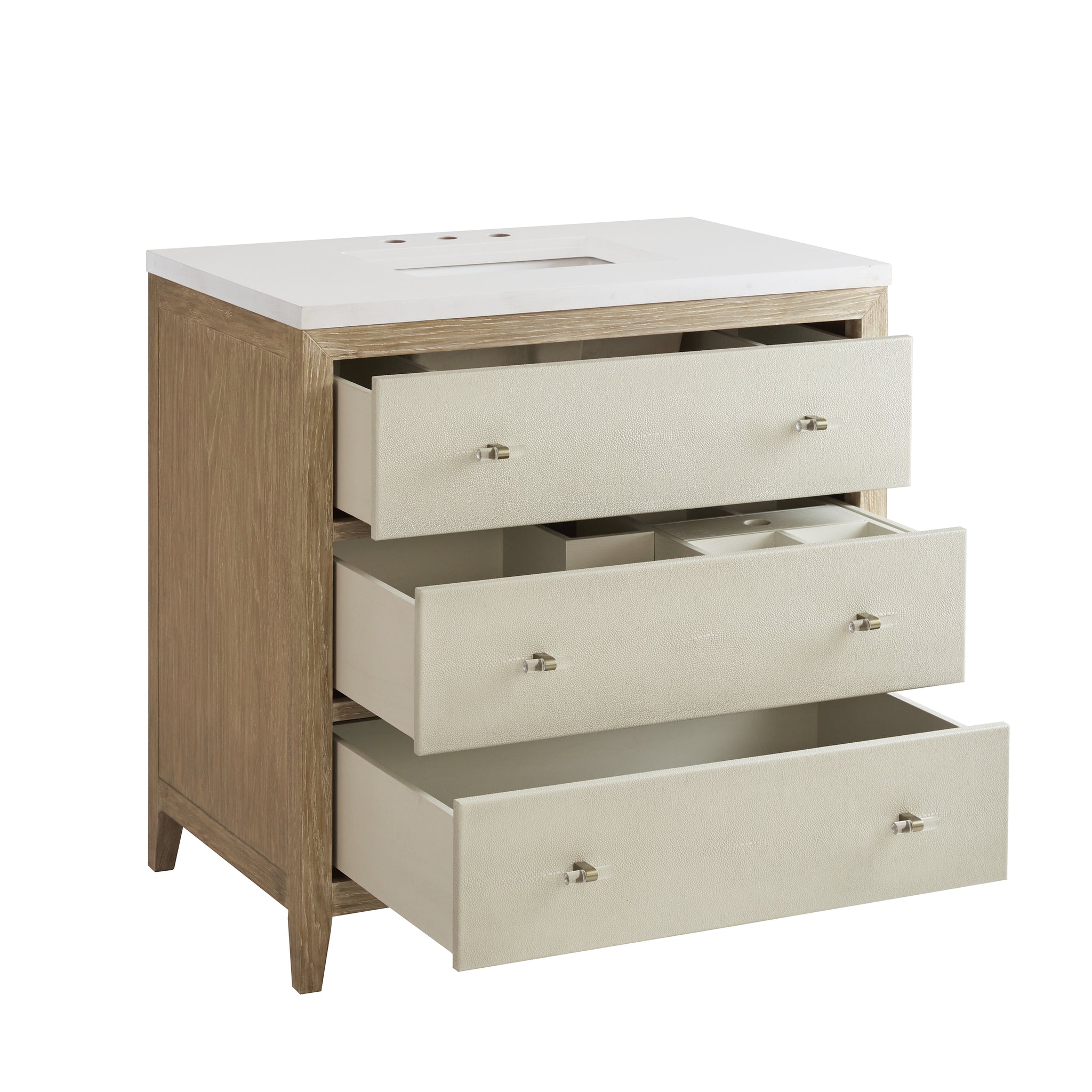 James Martin Celeste 36" Single Bathroom Vanity, Sunwashed Oak with Embossed Shagreen Drawer Fronts, view 23