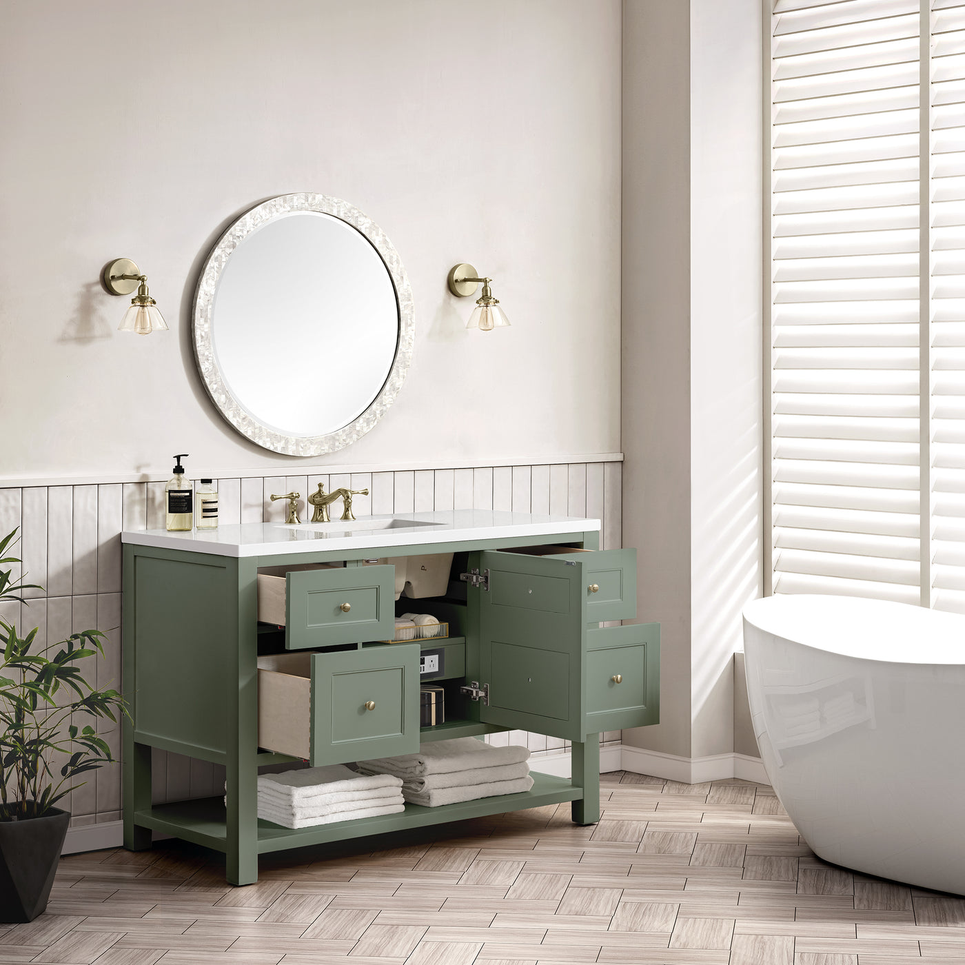 James Martin Breckenridge 48" Single Bathroom Vanity, Smokey Celadon, view 20