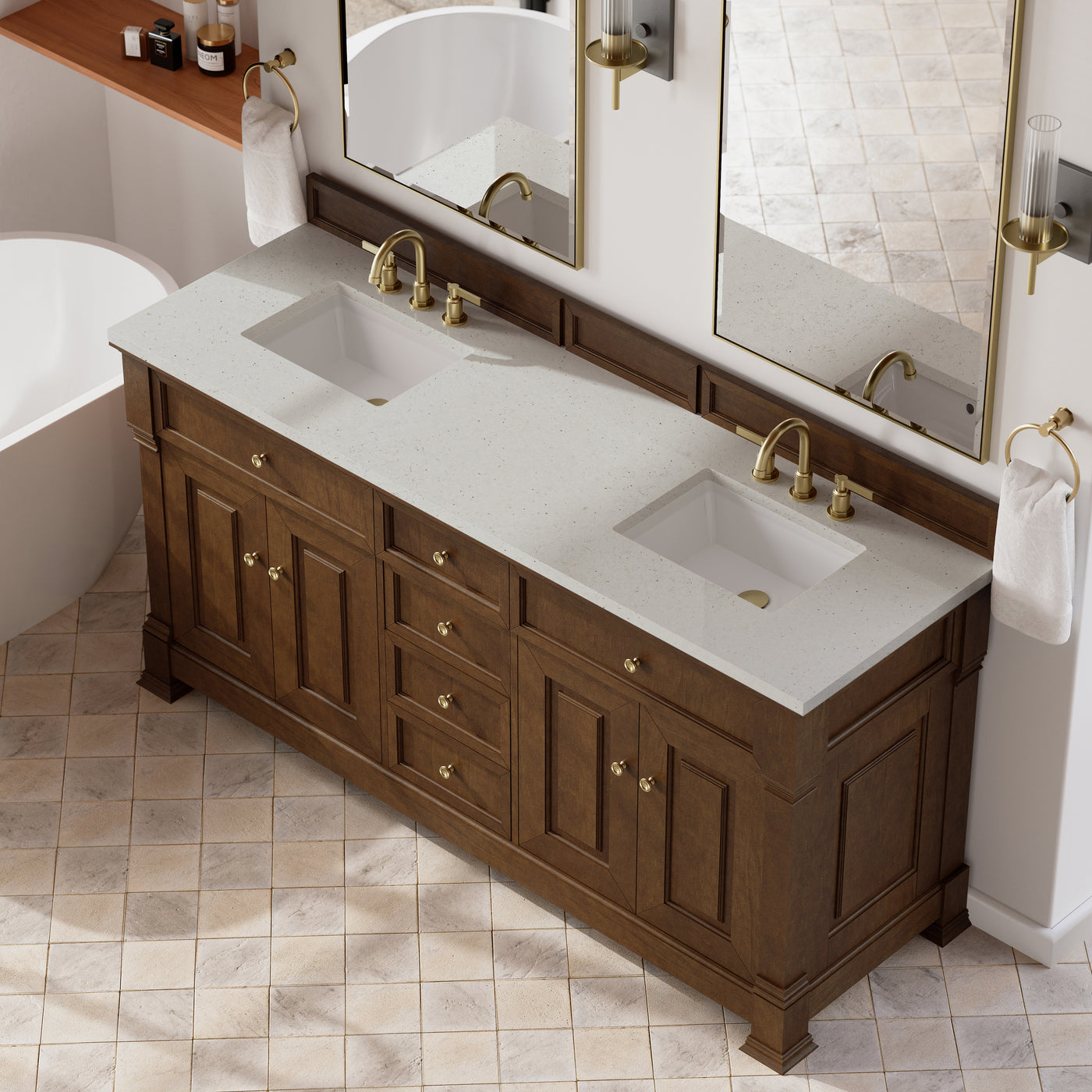 James Martin Brookfield 72" Double Bathroom Vanity, Honey Oak, view 20
