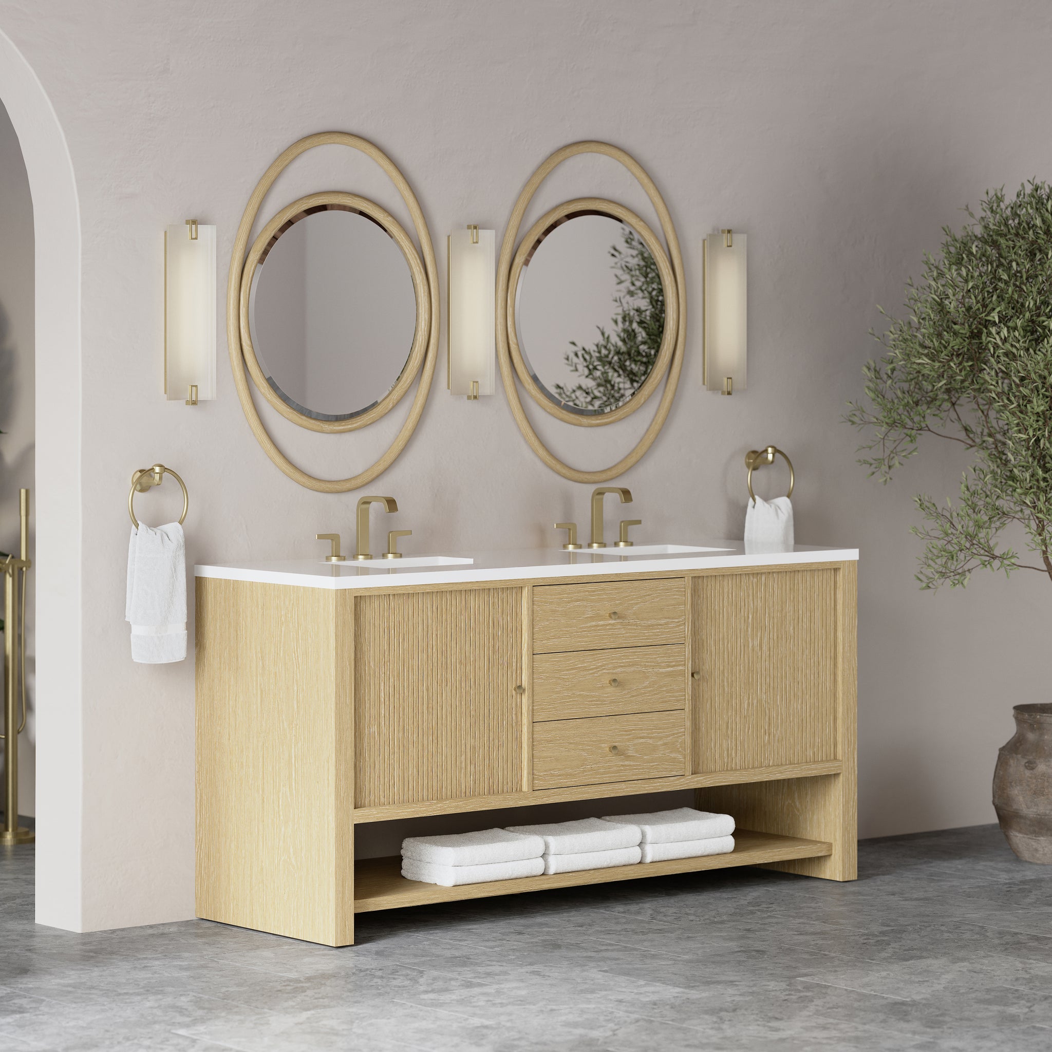 James Martin Marigot 72" Double Bathroom Vanity, Sunwashed Oak, view 35