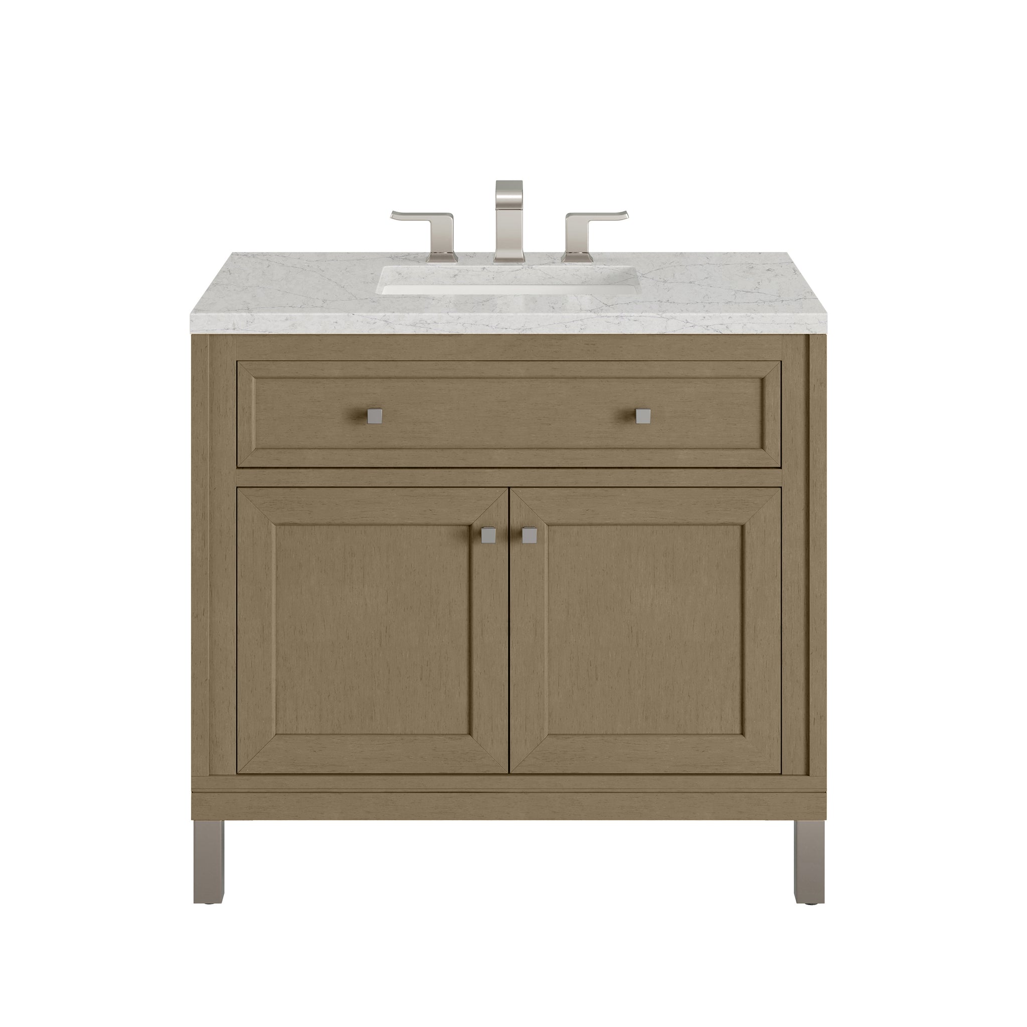 James Martin Chicago 36" Single Bathroom Vanity, Walnut Whisper with Eternal Jasmine Pearl countertop