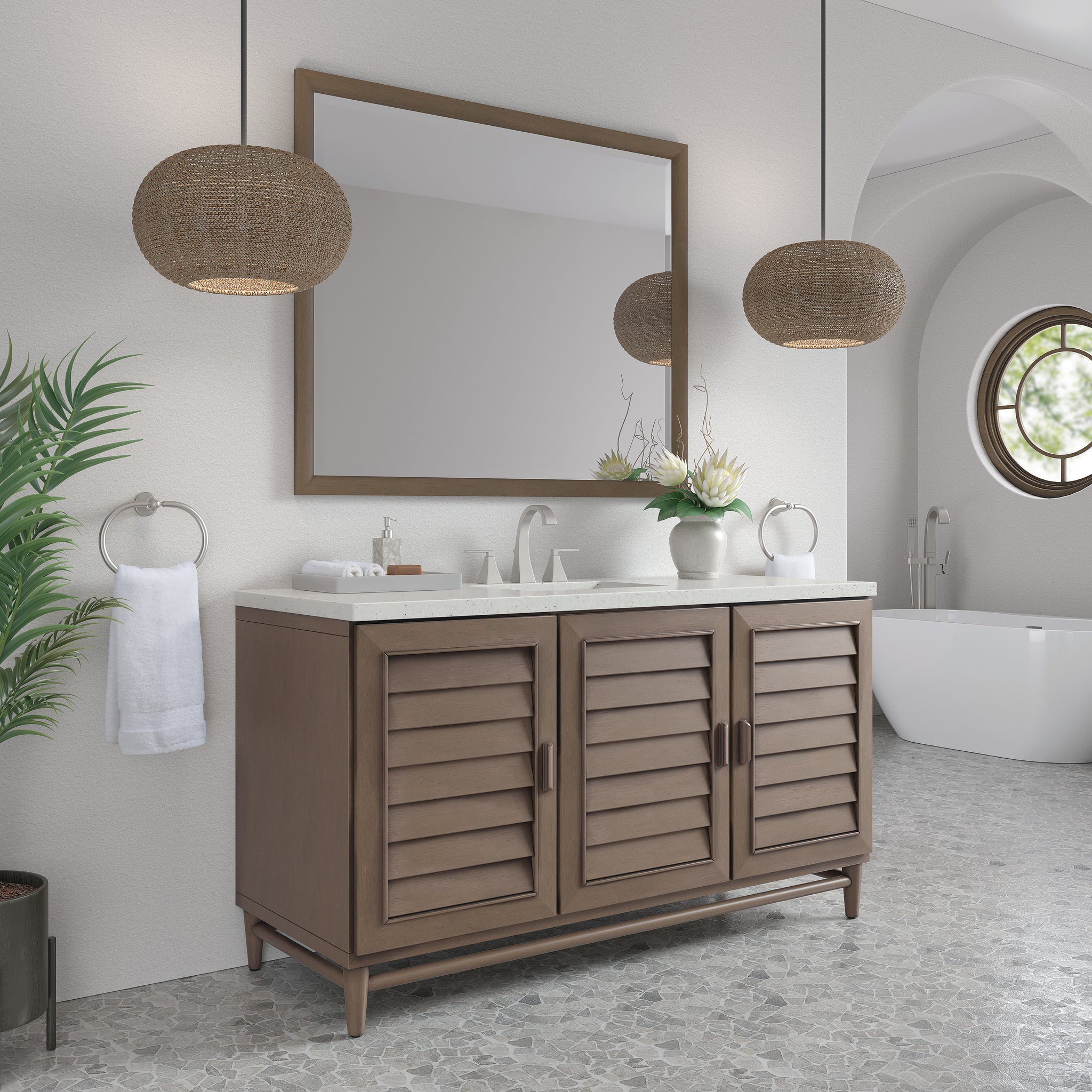 James Martin Portland 60" Single Bathroom Vanity, Whitewashed Walnut, view 29
