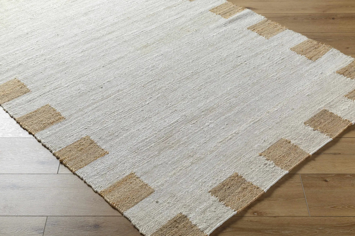 Yuval Dotted Bordered Jute Carpet - Clearance by Boutique Rugs
