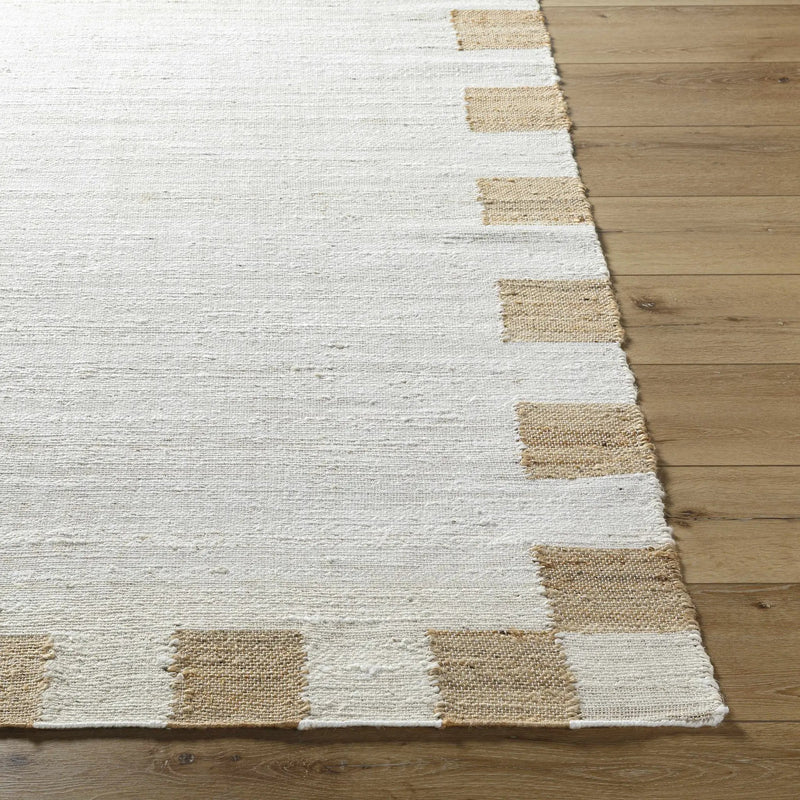 Yuval Dotted Bordered Jute Carpet - Clearance by Boutique Rugs
