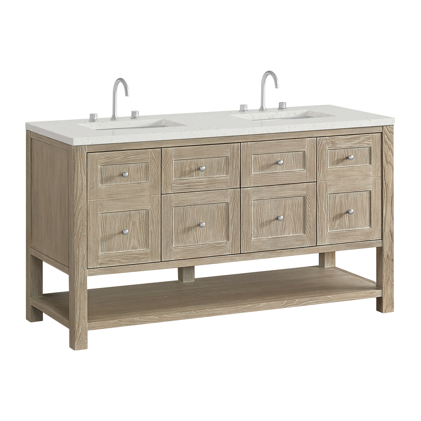 James Martin Breckenridge 60" Double Bathroom Vanity, Whitewashed Oak, view 30