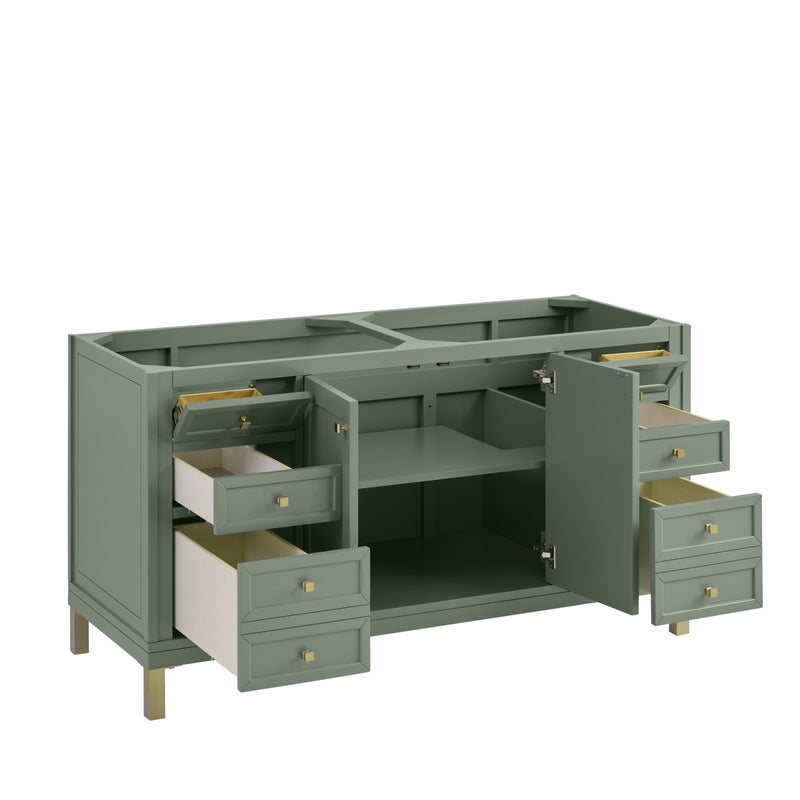 James Martin Chicago 60" Double Vanity Cabinet, Smokey Celadon, view 6