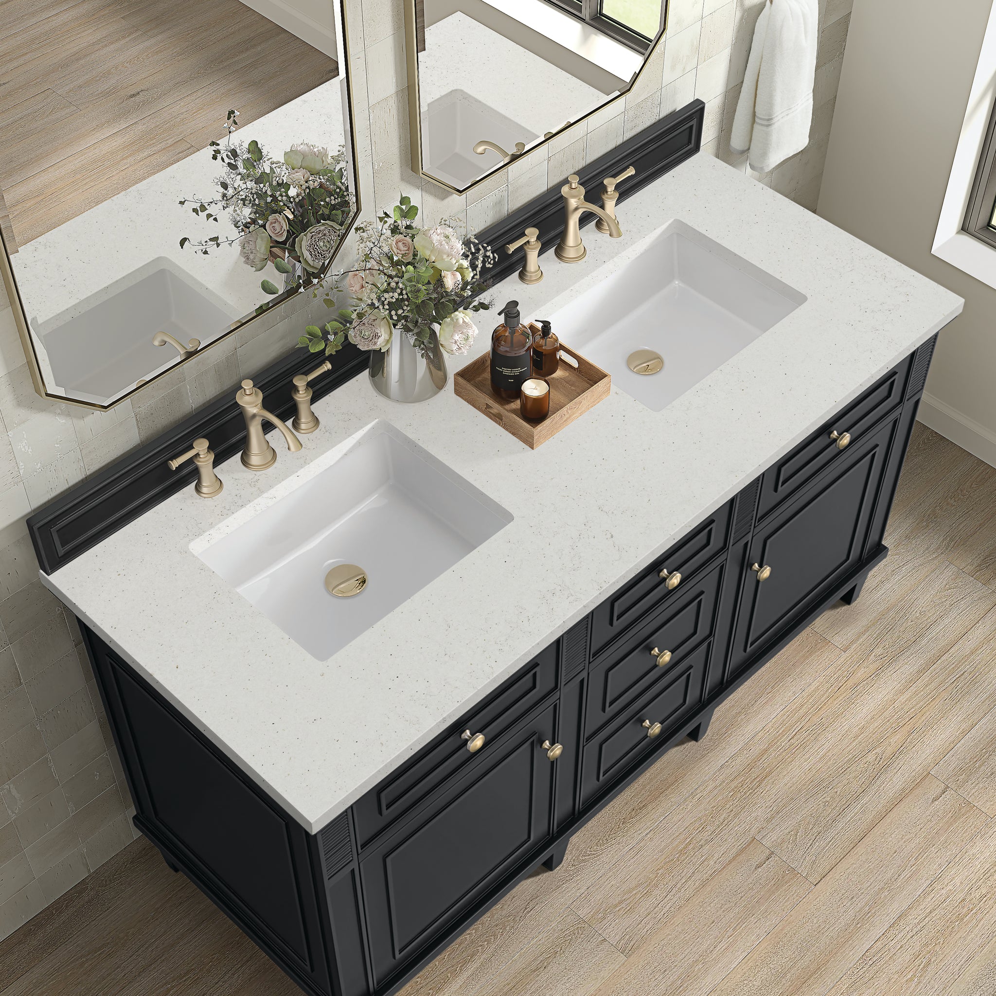 James Martin Lorelai 60" Double Bathroom Vanity, Black Onyx, view 34