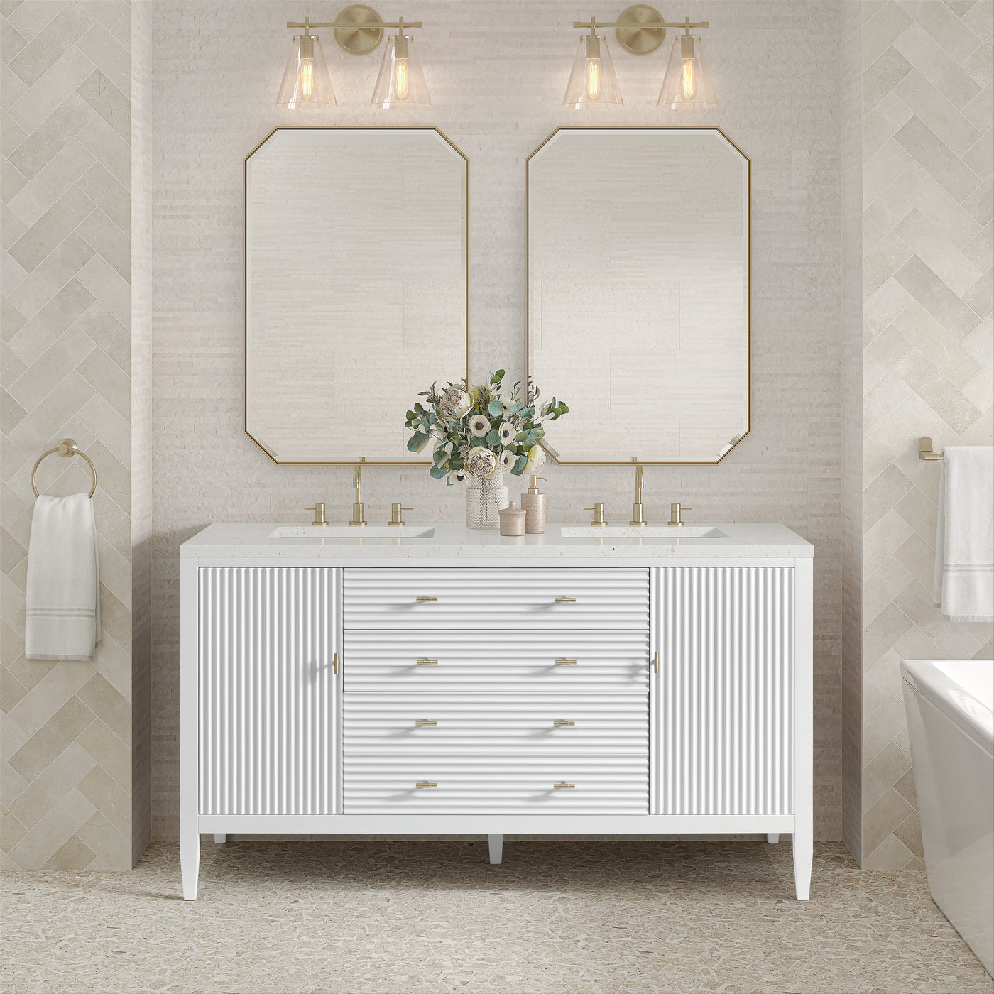 James Martin Myrrin 60" Double Bathroom Vanity, Bright White, view 28