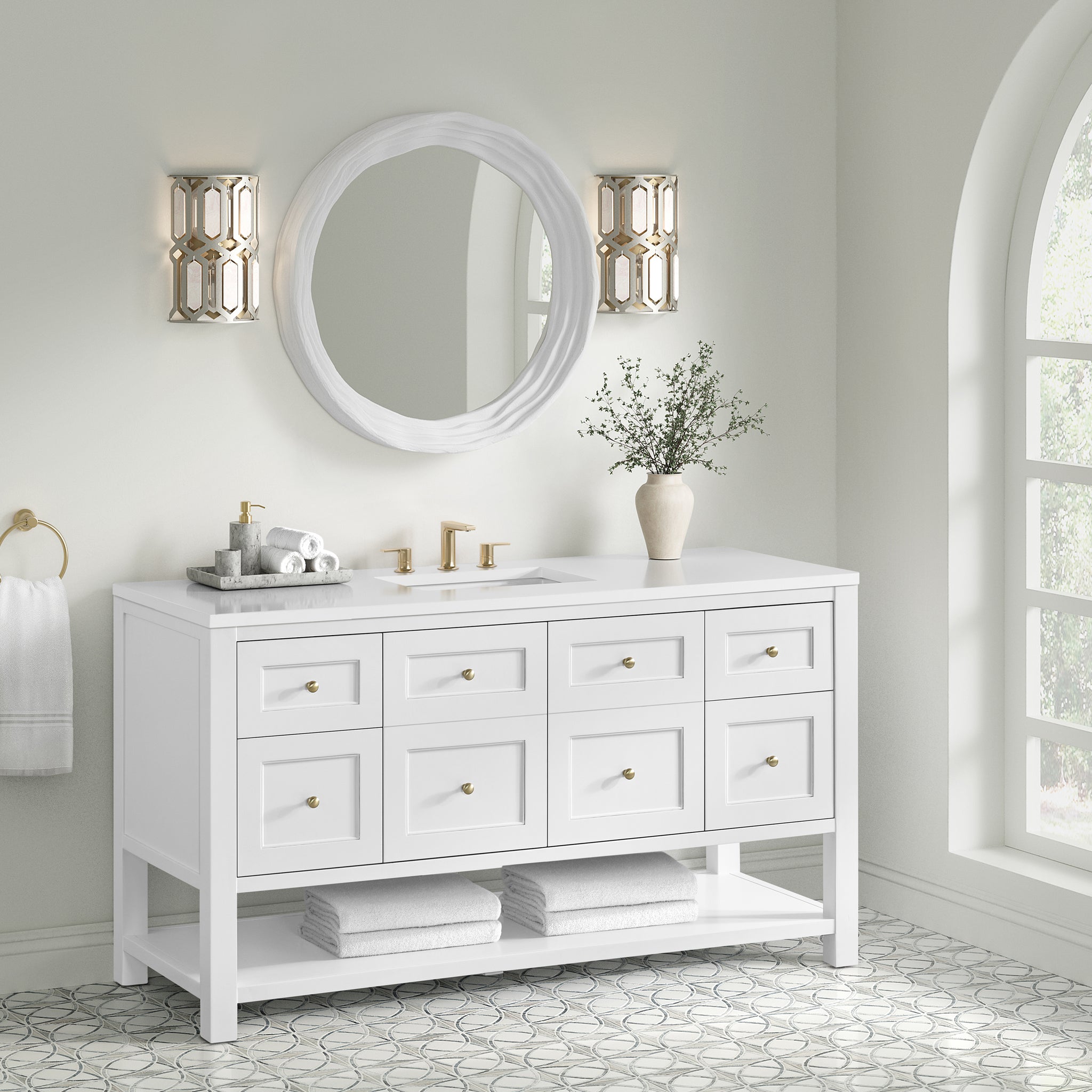 James Martin Terra 30" Mirror, Limestone, view 5