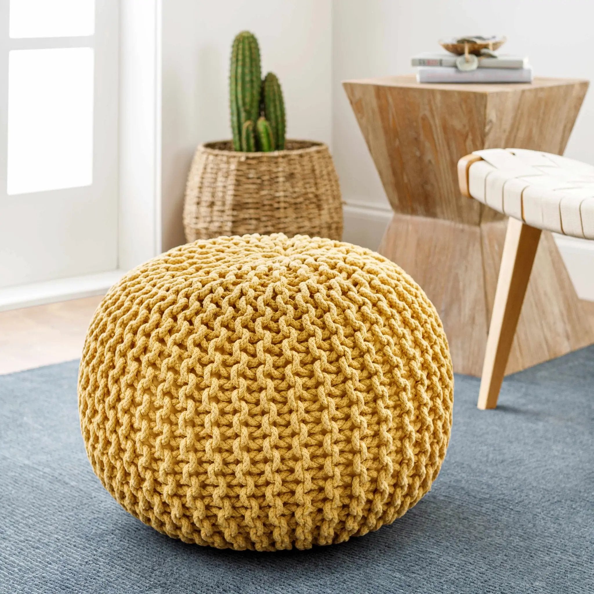 Yablanitsa Orange Knitted Pouf by Boutique Rugs