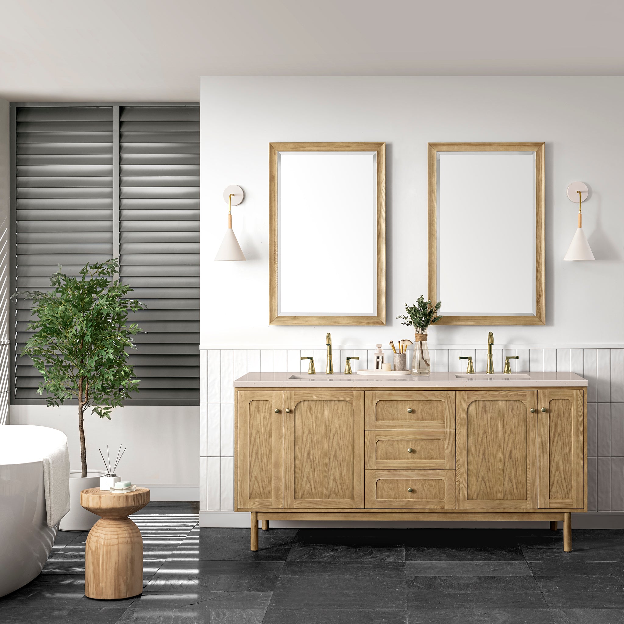James Martin Laurent 72" Dual Mount Double Bathroom Vanity, Light Natural Oak, view 21