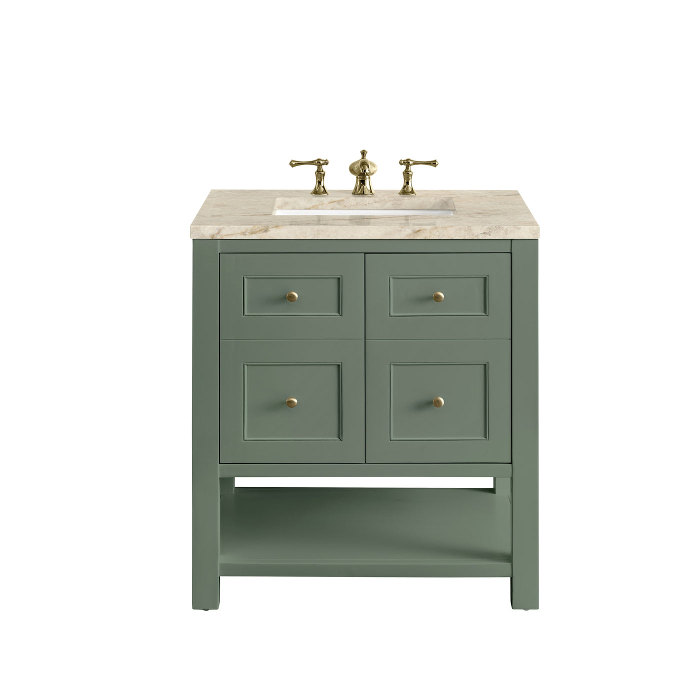 James Martin Breckenridge 30" Single Bathroom Vanity, Smokey Celadon with Tajnar countertop
