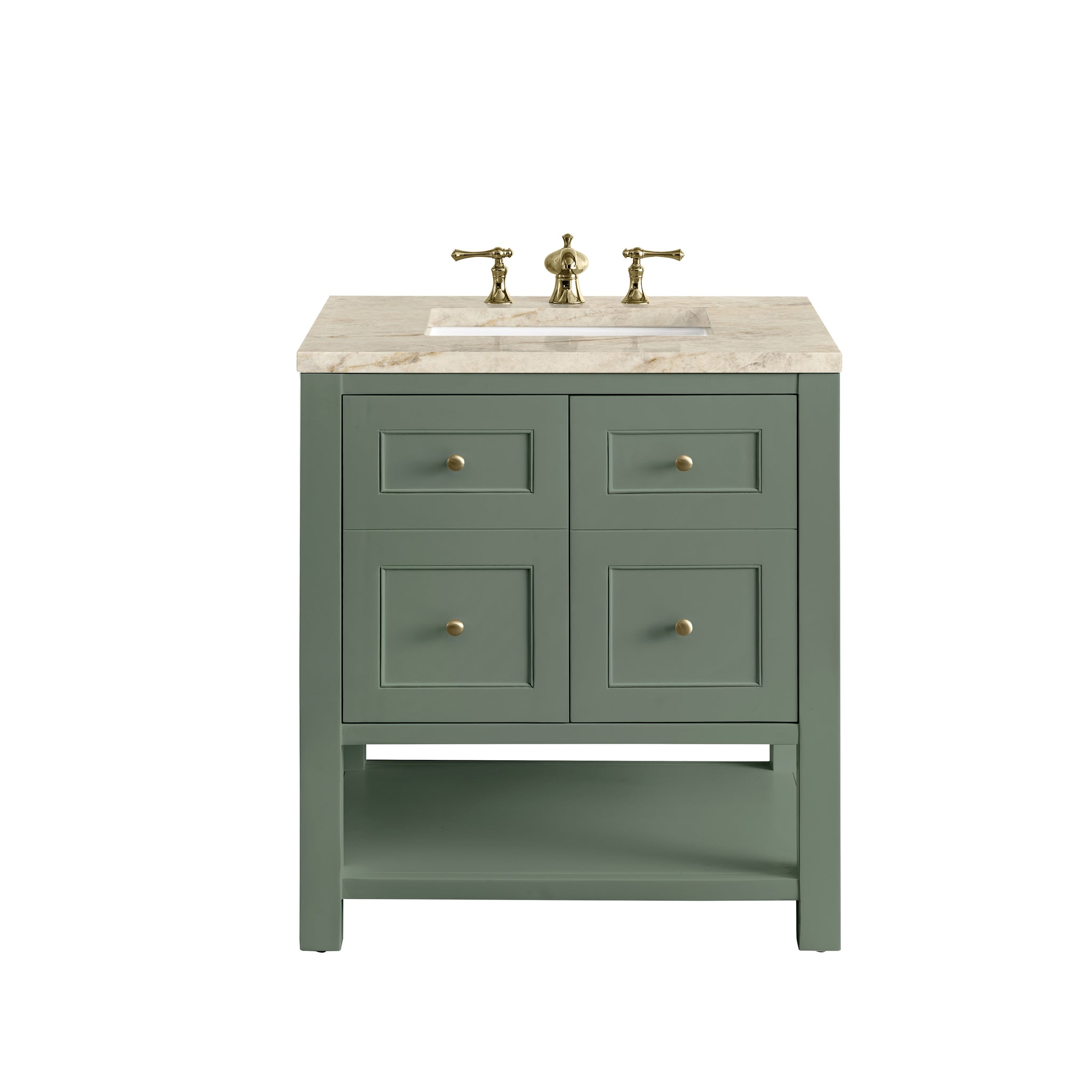 James Martin Breckenridge 30" Single Bathroom Vanity, Smokey Celadon with Tajnar countertop