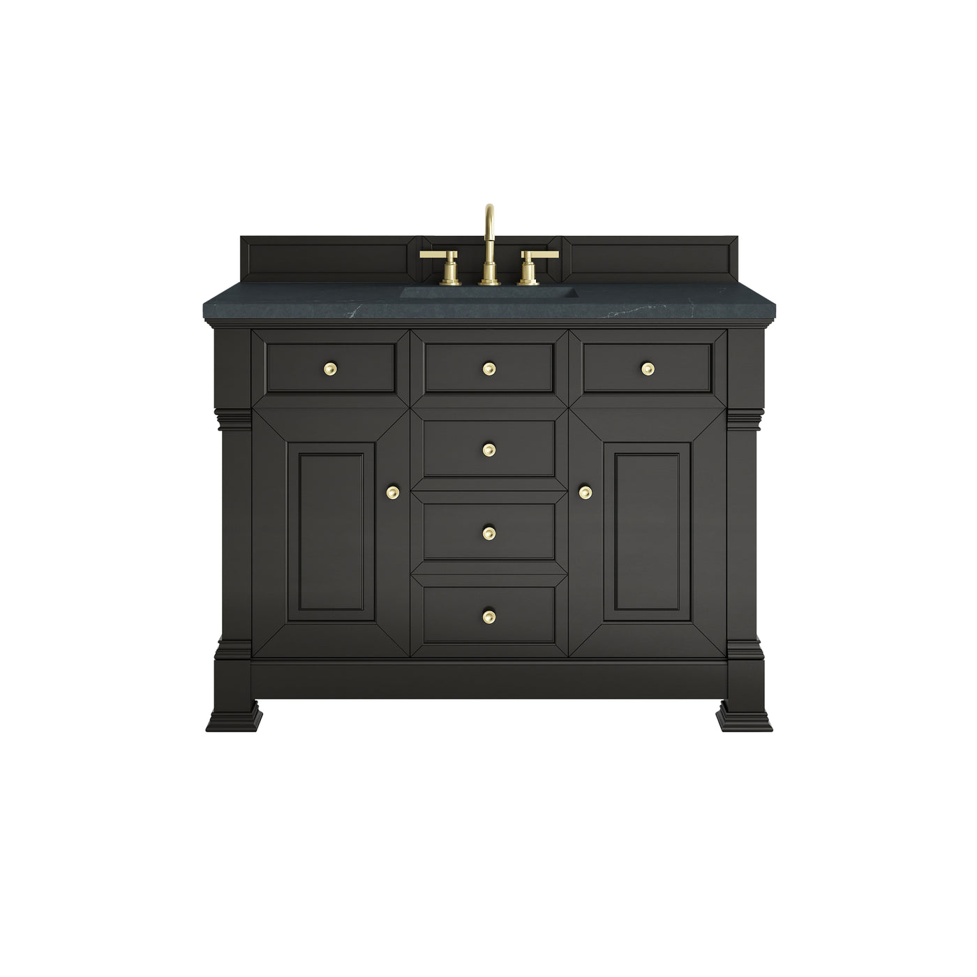 James Martin Brookfield 48" Single Bathroom Vanity, Black Onyx with Charcoal Soapstone countertop