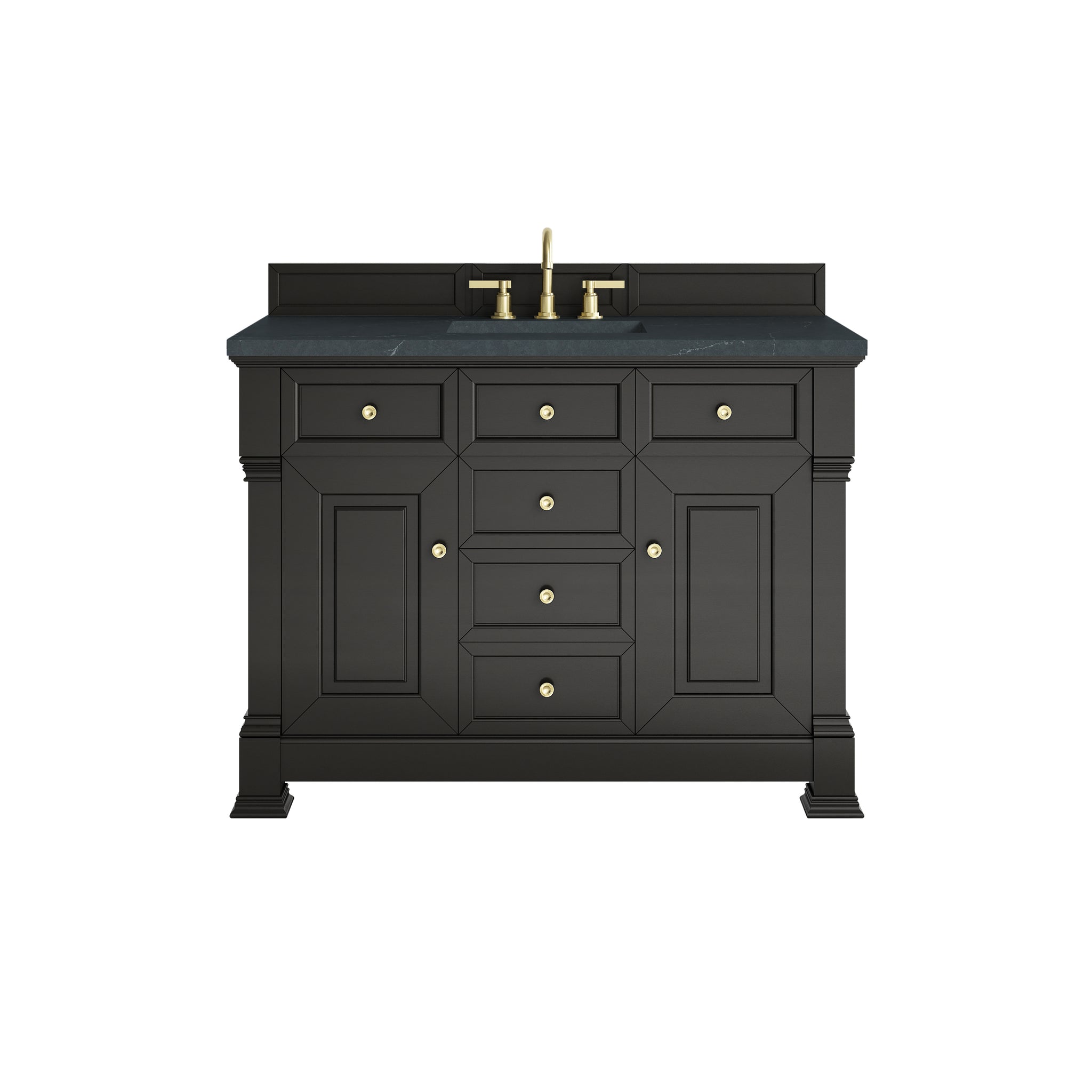 James Martin Brookfield 48" Single Bathroom Vanity, Black Onyx with Charcoal Soapstone countertop