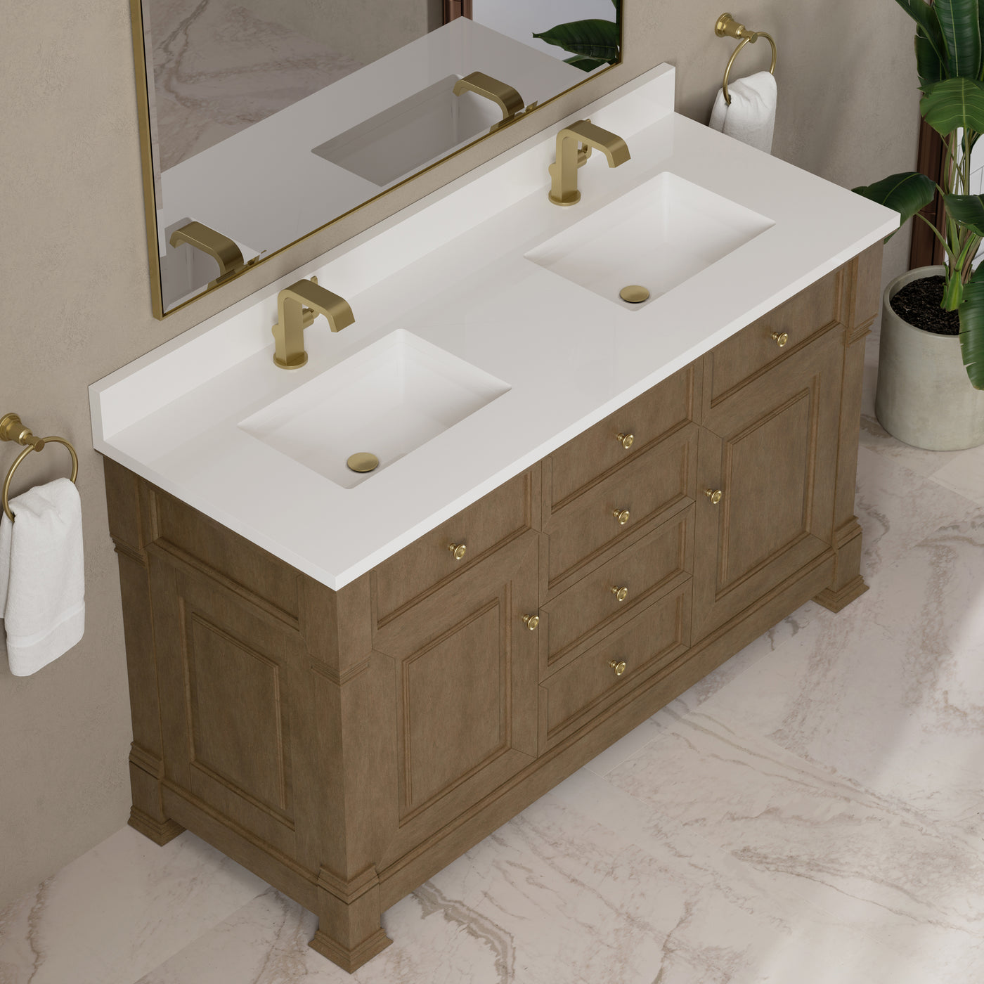 James Martin Brookfield 60" Double Bathroom Vanity, Pecan, view 33