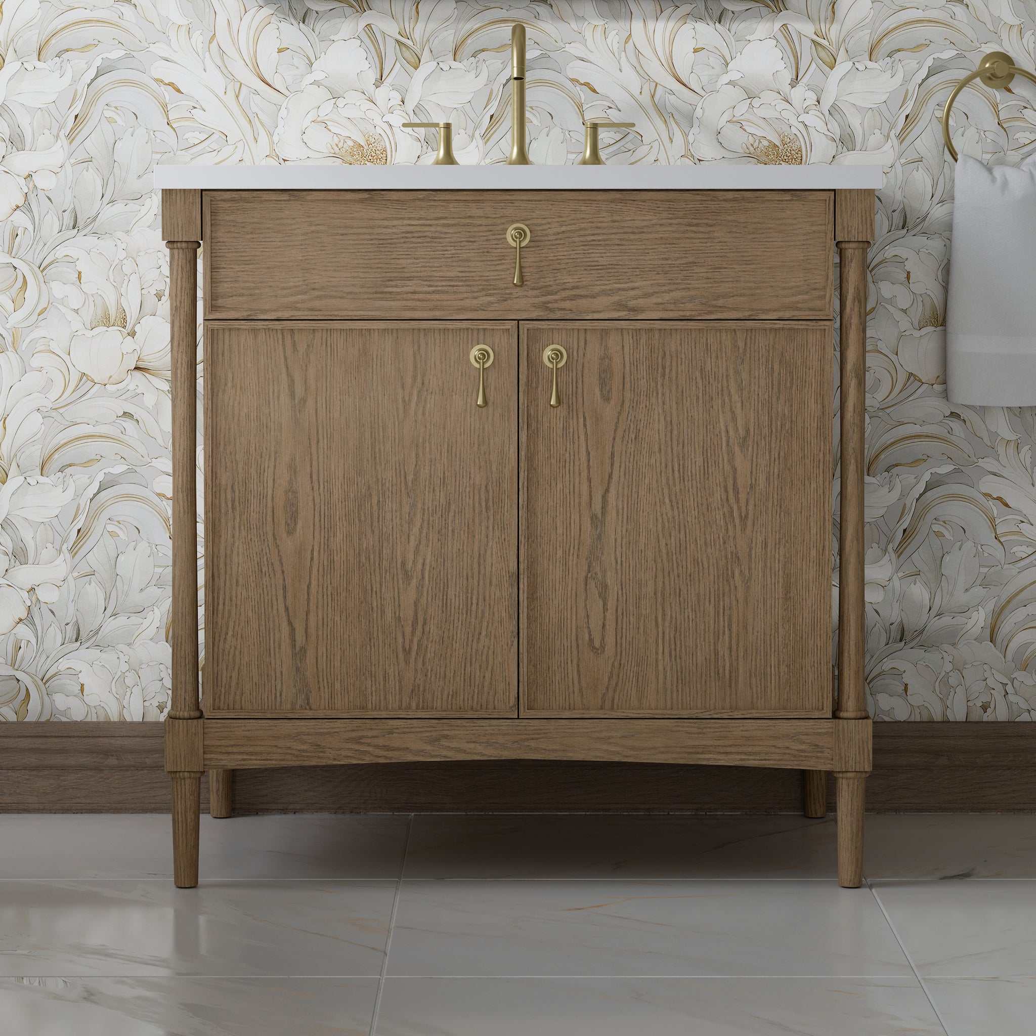 James Martin Kinnsden 36" Single Bathroom Vanity, Weathered Oak, view 32