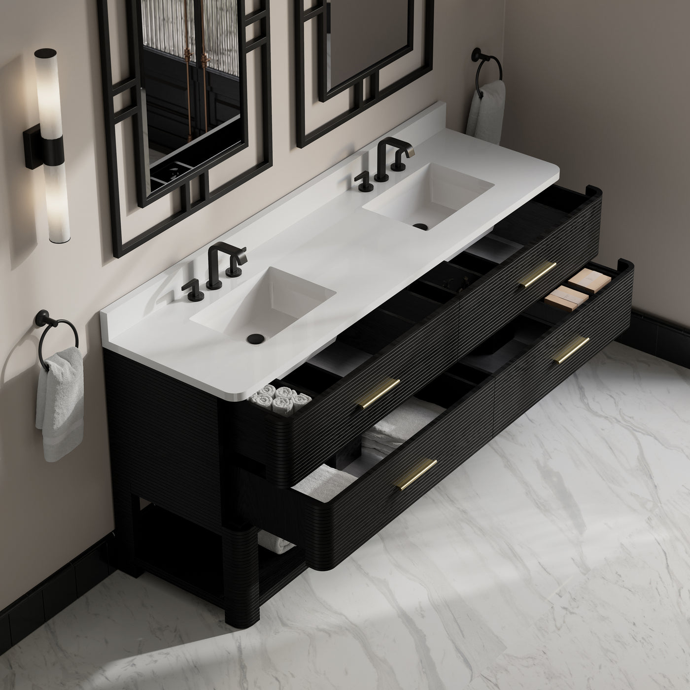 James Martin Lucian 72" Double Bathroom Vanity, Carbon Oak, view 40