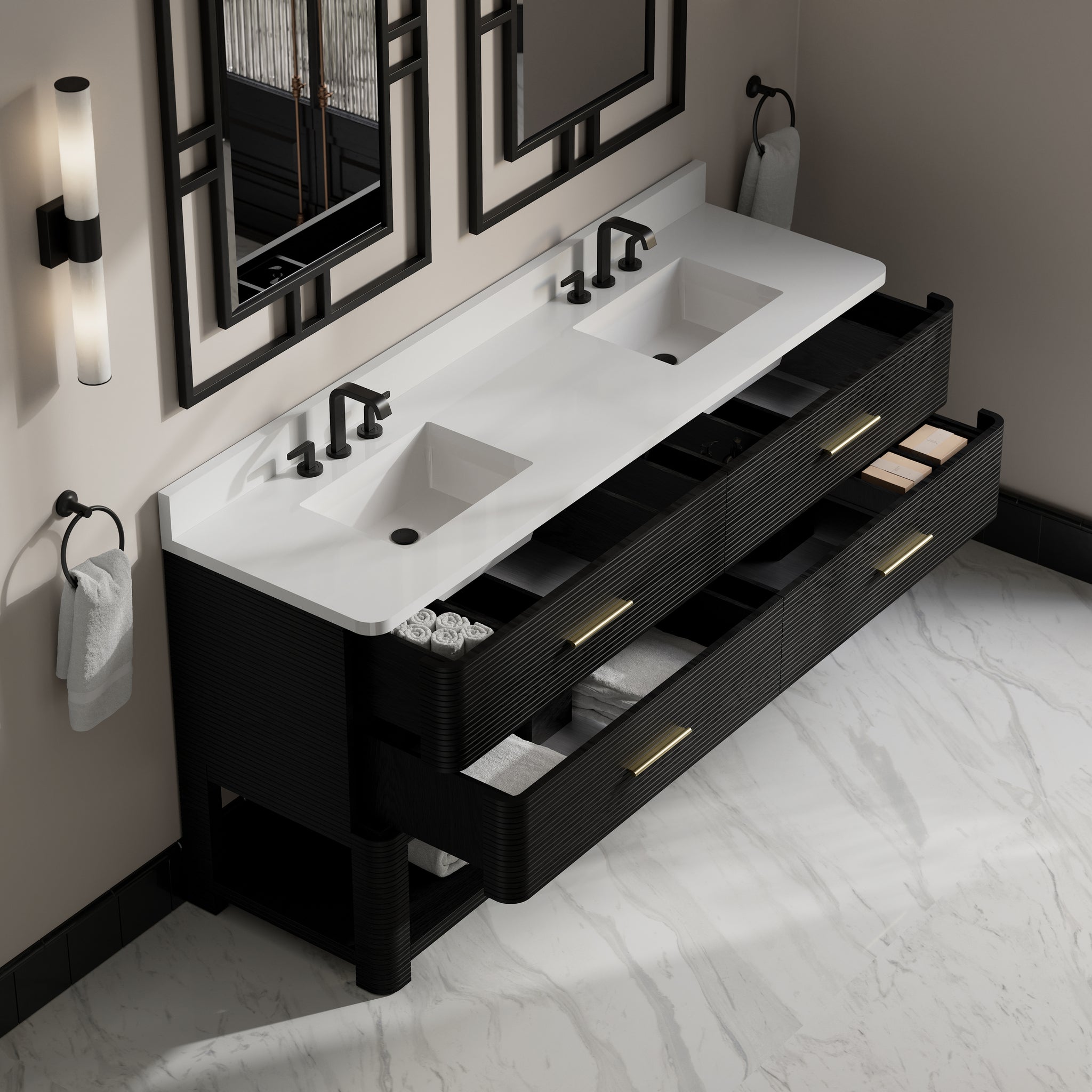 James Martin Lucian 72" Double Bathroom Vanity, Carbon Oak, view 40