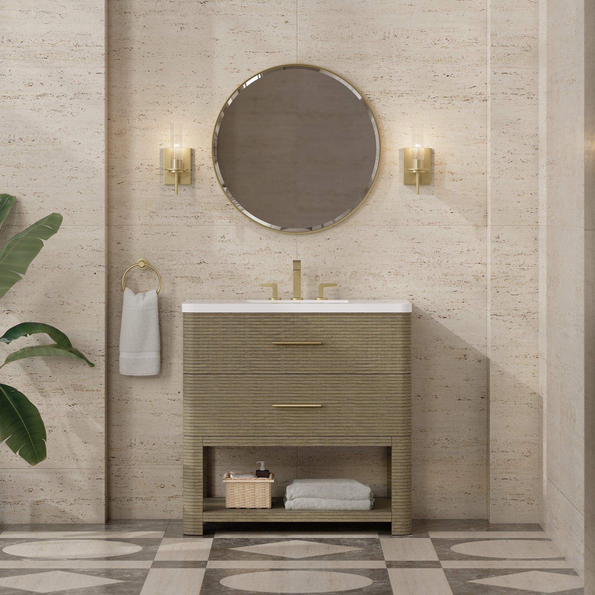 James Martin Lucian 36" Single Bathroom Vanity, Pebble Oak, view 30