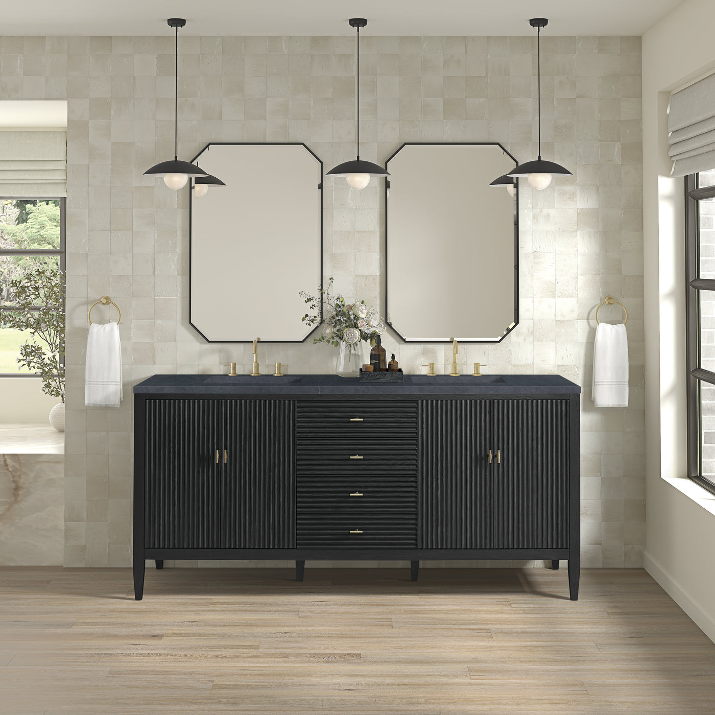 James Martin Myrrin 72" Double Bathroom Vanity, Carbon Oak, view 36