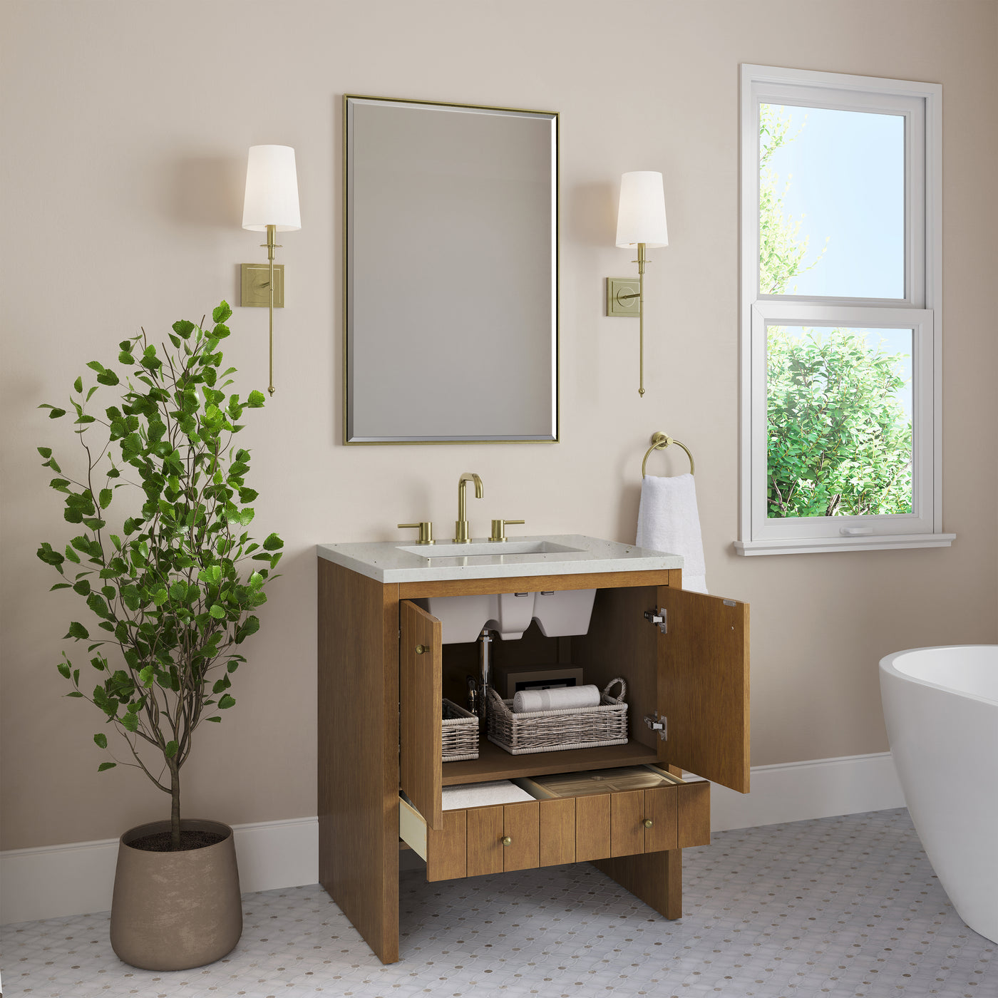 James Martin Hudson 30" Single Bathroom Vanity, Honey Oak, view 27
