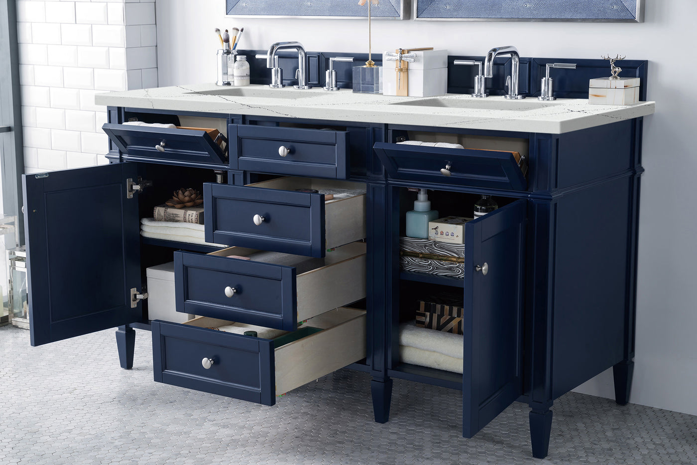 James Martin Brittany 60" Double Bathroom Vanity, Victory Blue, view 26