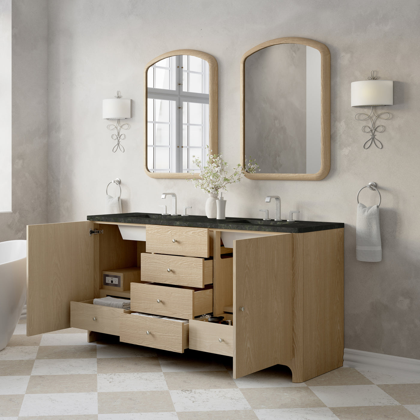 James Martin Gracyn 72" Double Bathroom Vanity, Coastal Driftwood, view 34