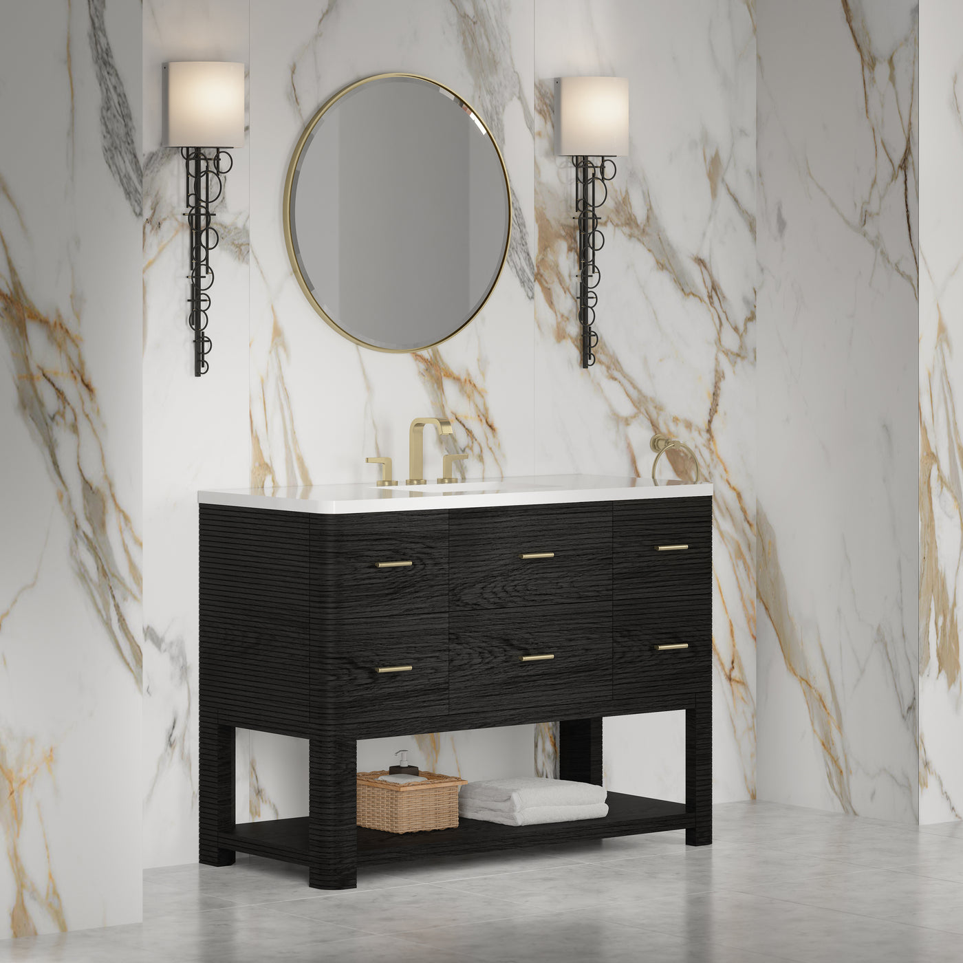 James Martin Lucian 48" Single Bathroom Vanity, Carbon Oak, view 34
