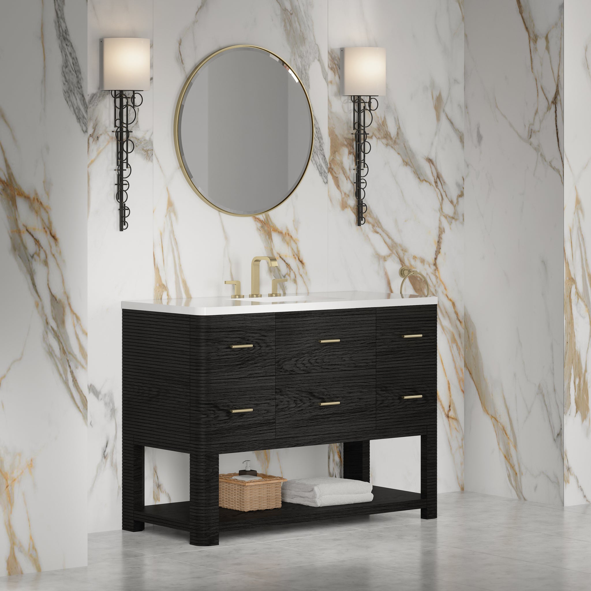 James Martin Lucian 48" Single Bathroom Vanity, Carbon Oak, view 34