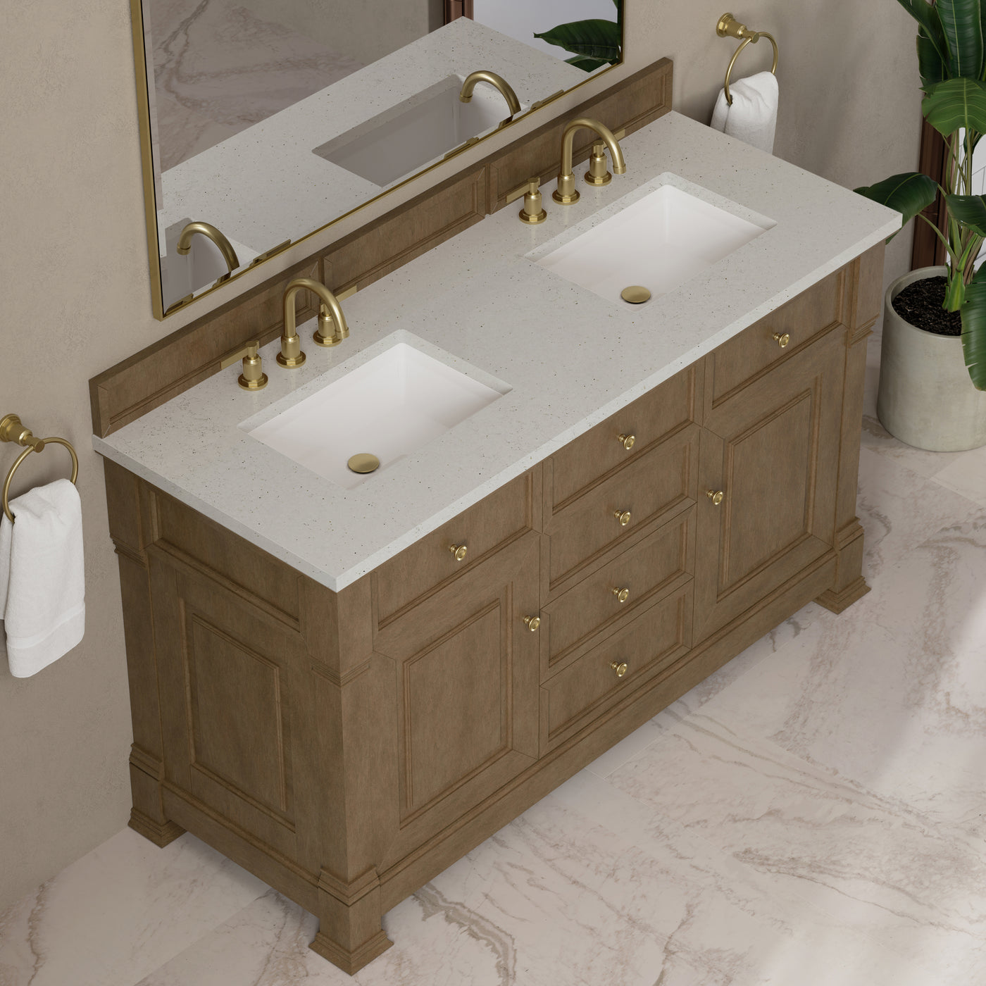 James Martin Brookfield 60" Double Bathroom Vanity, Pecan, view 21